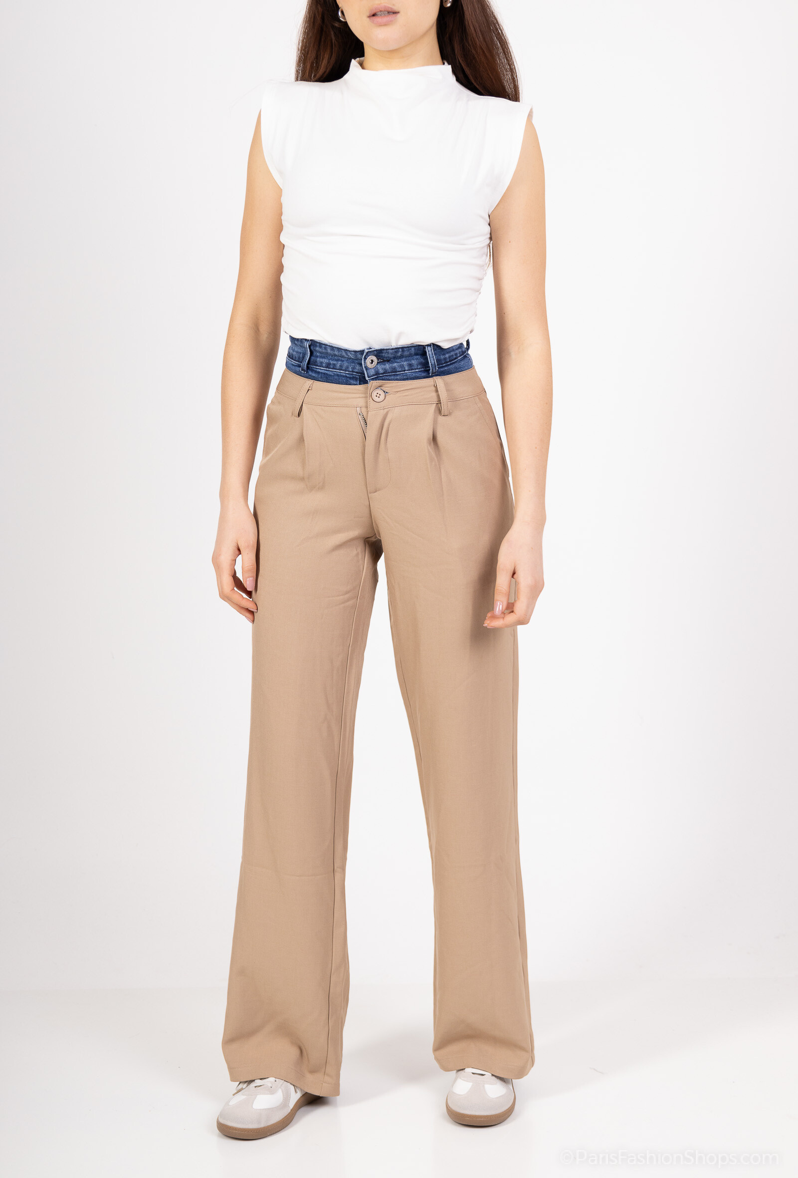Wholesaler Monday Premium - Straight pants with double size color blocks