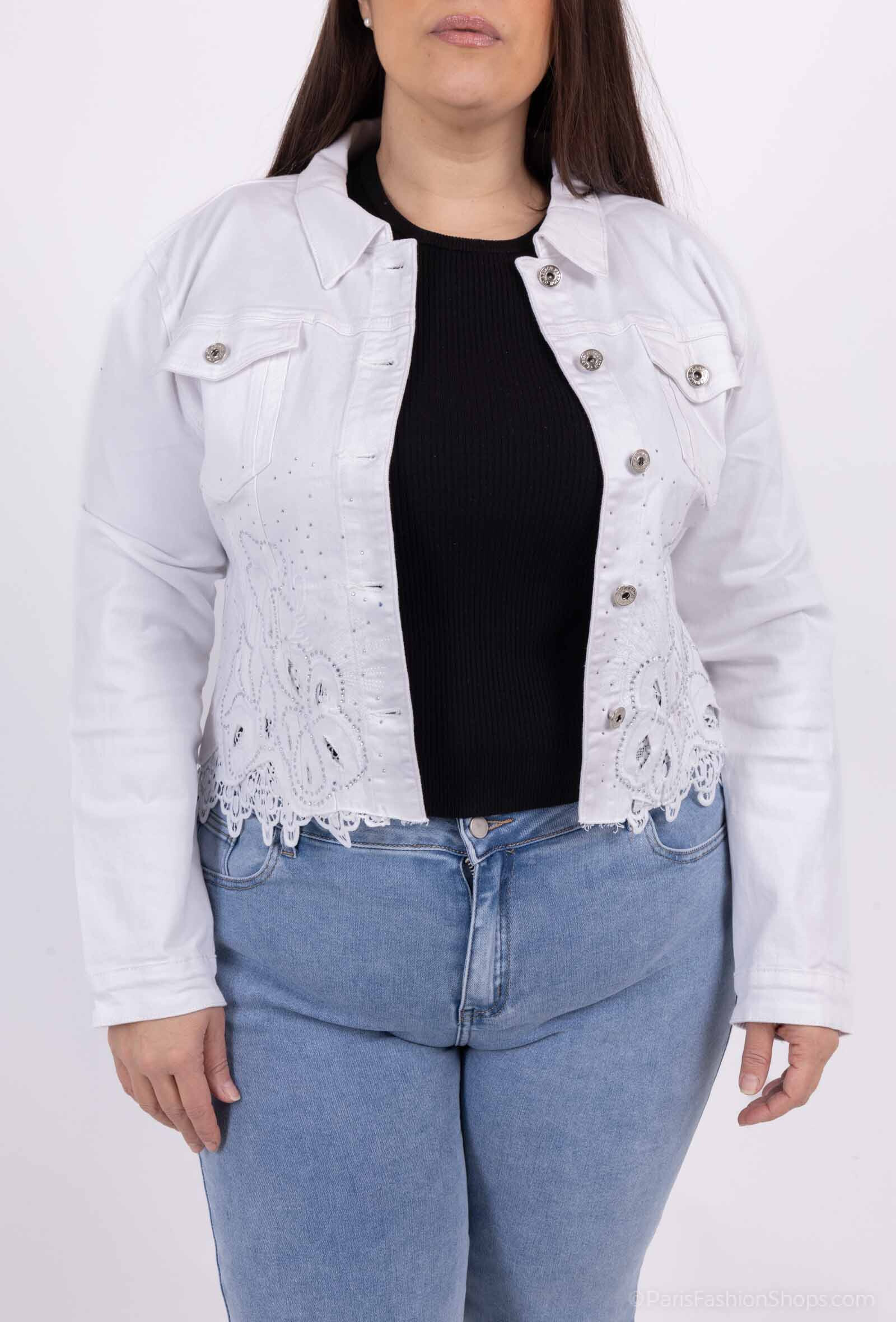 Grossiste Monday Premium - Veste en jean avec dentelle,brodé et strass