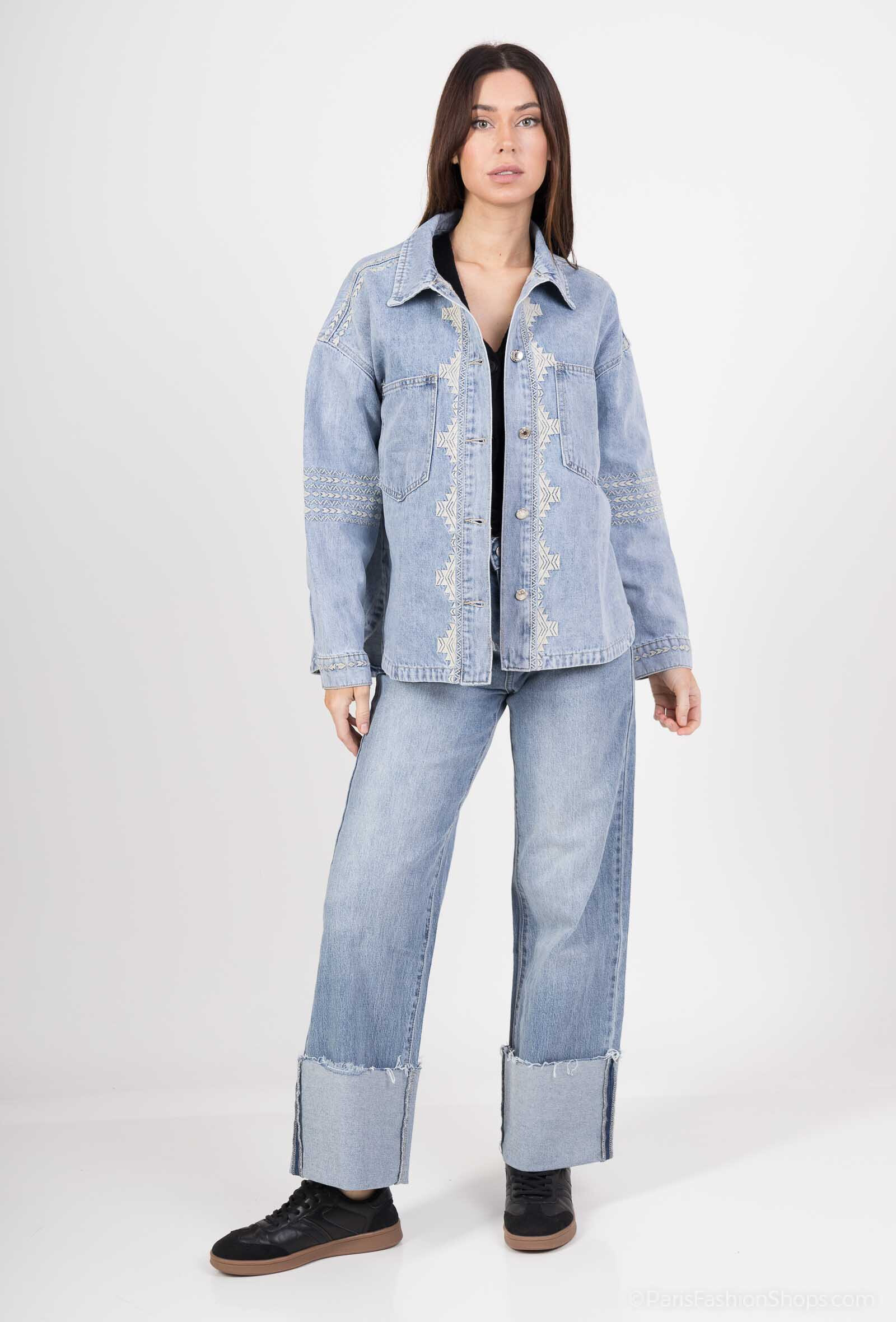 Wholesaler Monday Premium - Denim jacket with embroidery