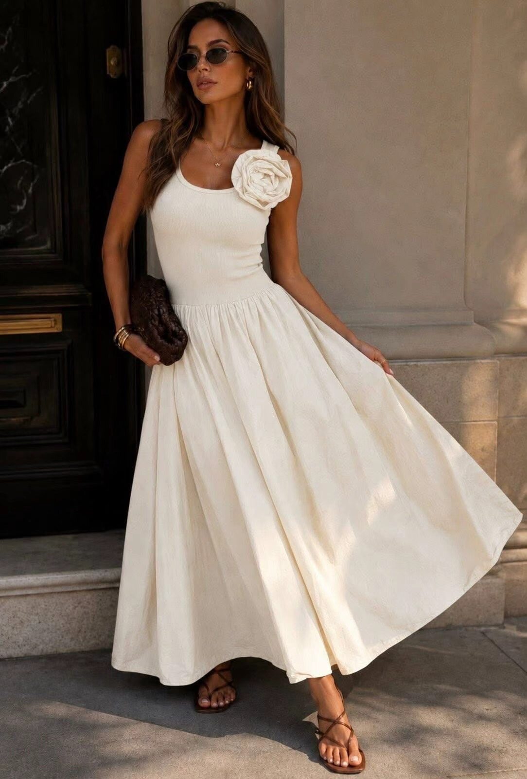 Wholesaler MONDIAL FASHION - SLEEVELESS RIBBED LONG DRESS
