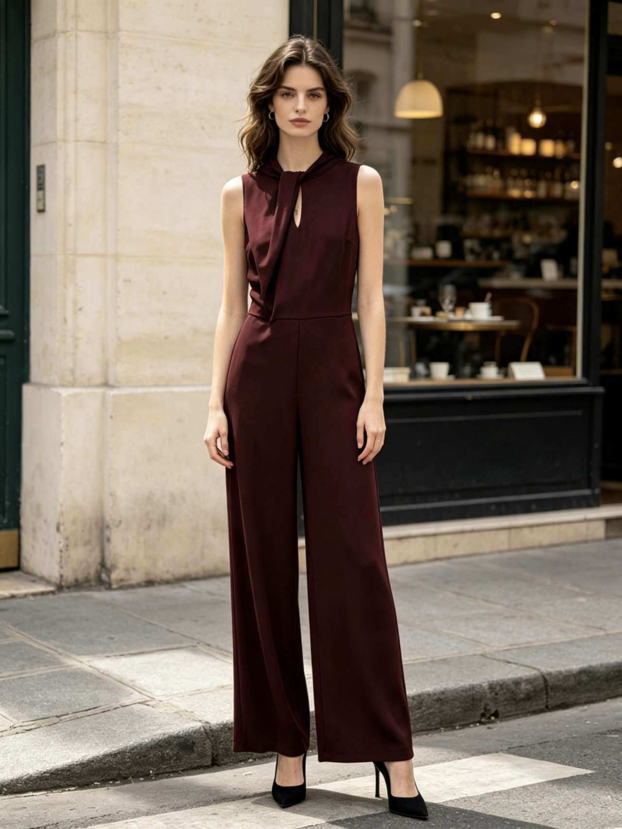 Wholesaler MONDIAL FASHION - Elegant jumpsuit with bow at the back of the neck