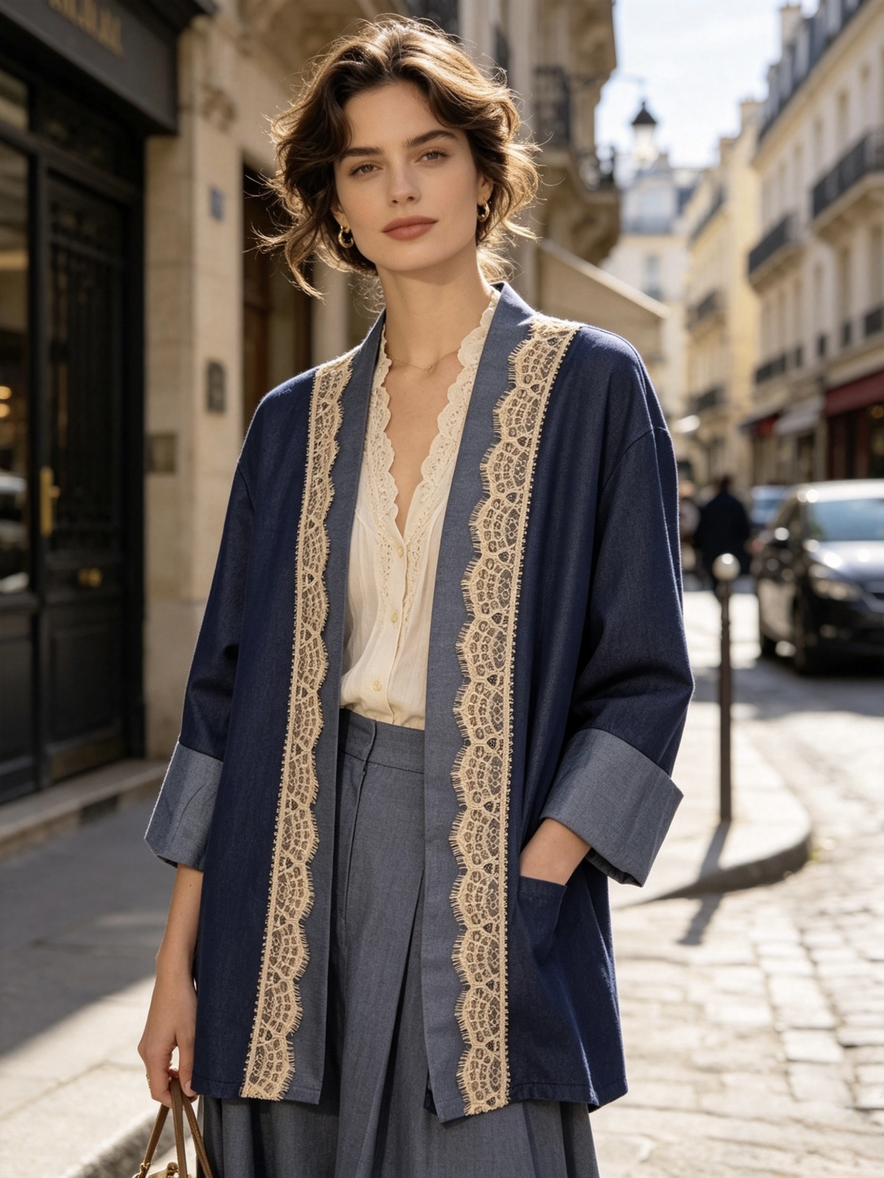 Wholesaler MONDIAL FASHION - CARDIGAN WITH LACE DETAIL