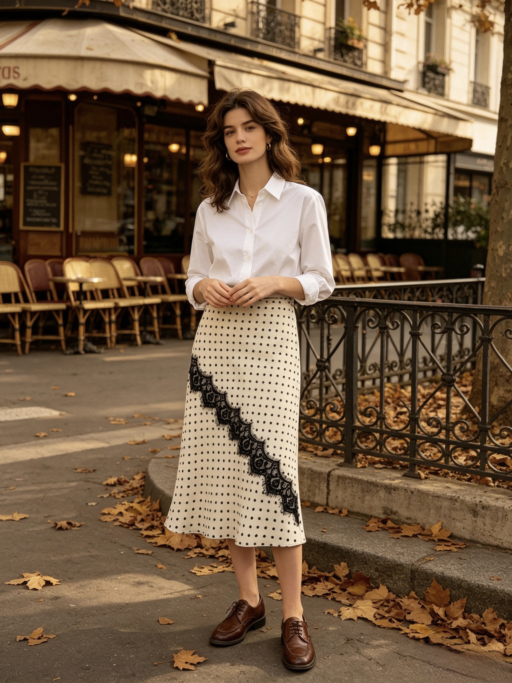 Wholesaler MONDIAL FASHION - POLKA DOT PRINT SKIRT WITH LACE