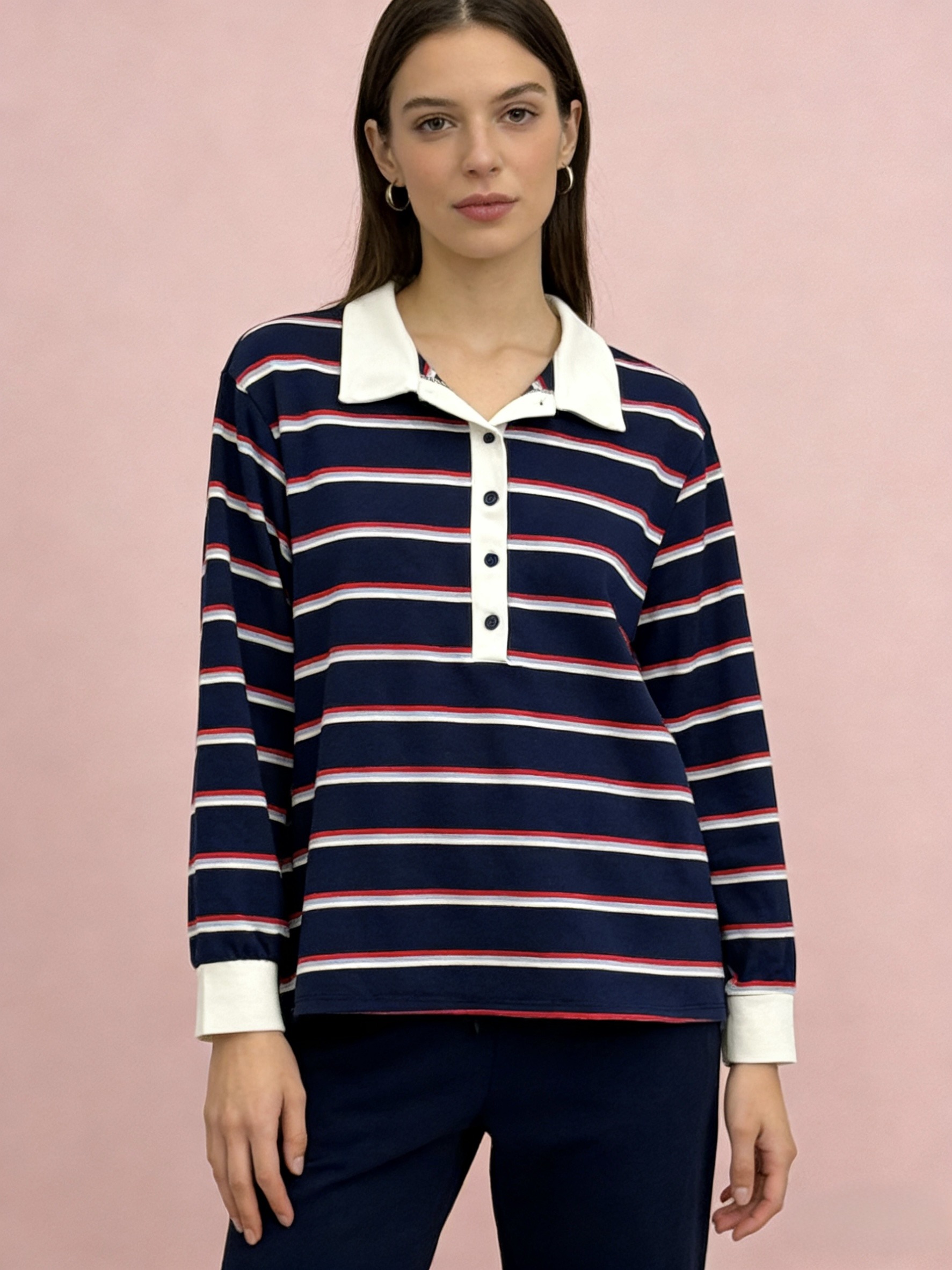 Mayorista MONDIAL FASHION - POLO CON CUELLO BLANCO Y BOTONES
