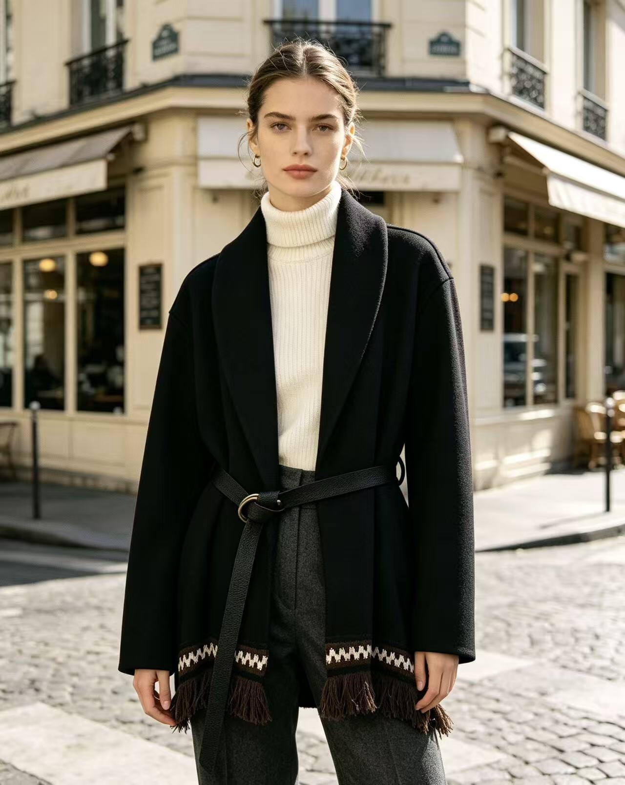 Grossiste MONDIAL FASHION - BOLÉRO AVEC CEINTURE ET DÉTAILS SUR LE BAS