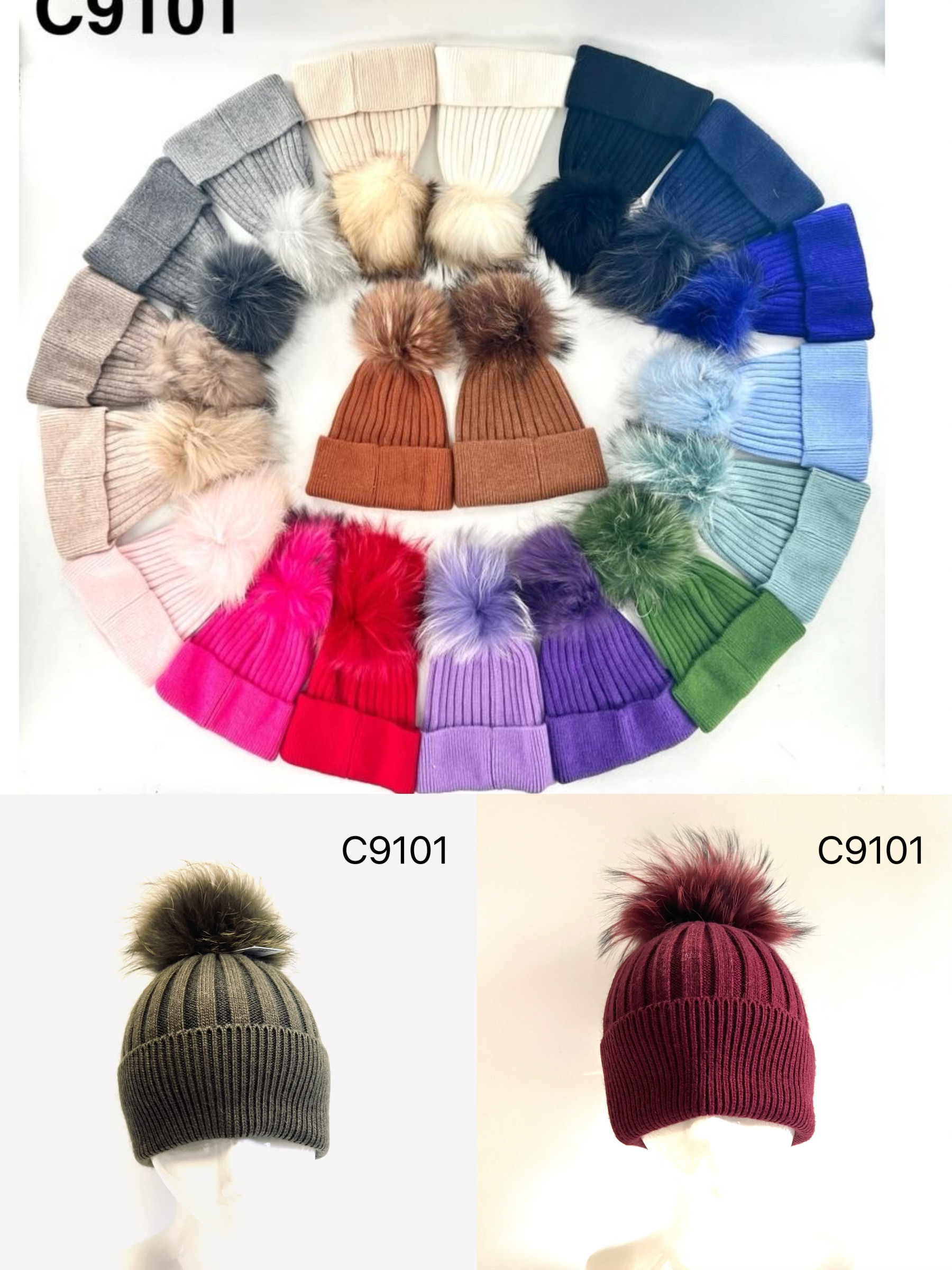 Wholesaler MONTE ALPI - WOMEN'S CASHMERE RIBBED BEANIE WITH POM-POM