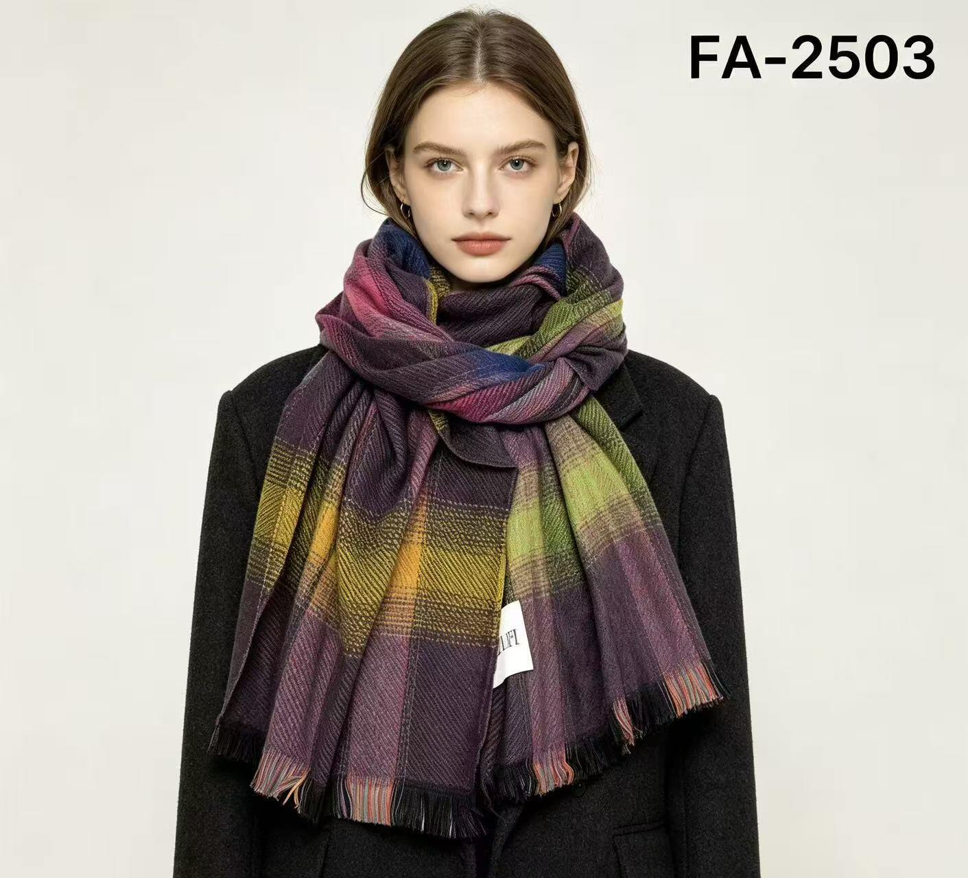 Wholesaler MONTE ALPI - LARGE SIZE SCARF WITH TIMELESS CHECK PATTERNS RICH COLORS