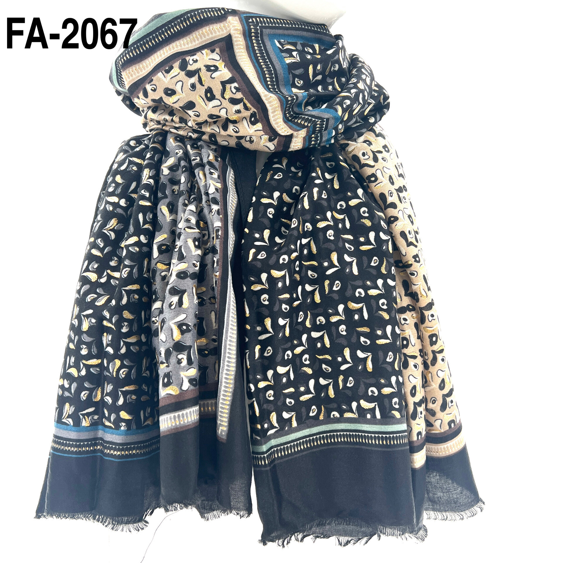 Großhändler MONTE ALPI - RETRO-MUSTER SCHAL MIT DEKORATIVEM RAND FRANSENBORDEN ELEGANTES UND ANSPRUCHSVOLLES DESIGN