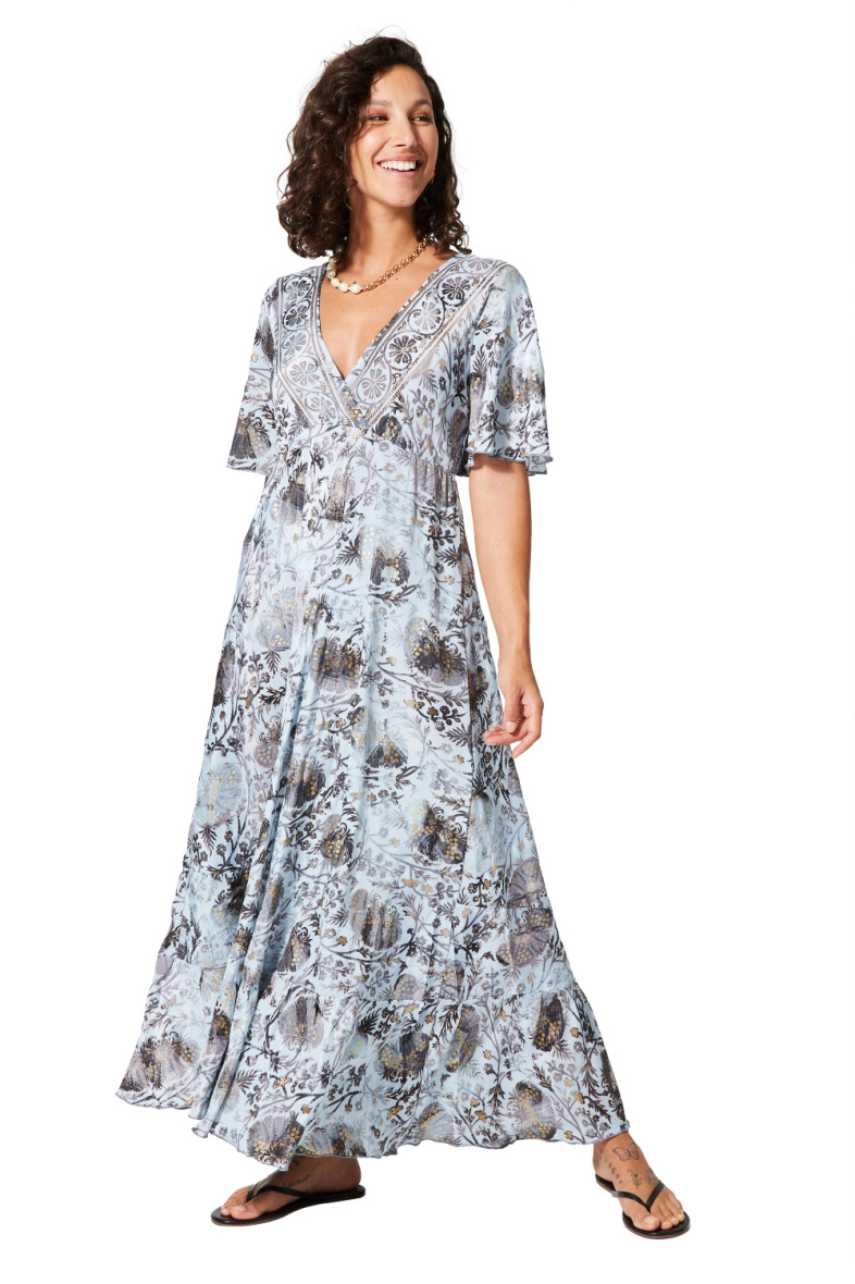 Wholesaler MOOYA INDIA - long flared dress with 3/4 sleeves