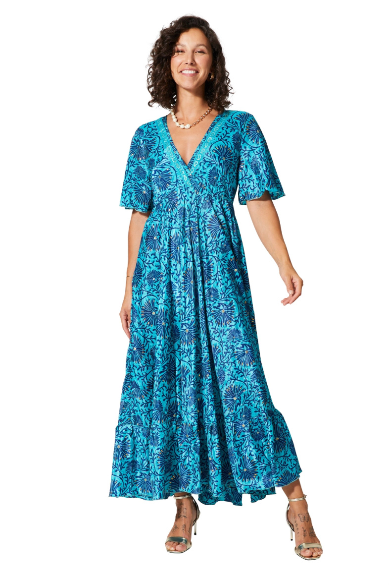 Wholesaler MOOYA INDIA - long flared dress with 3/4 sleeves