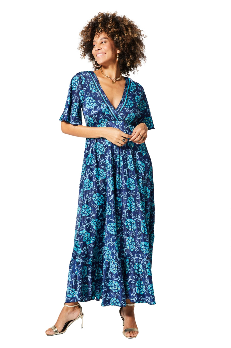 Wholesaler MOOYA INDIA - long flared dress with 3/4 sleeves