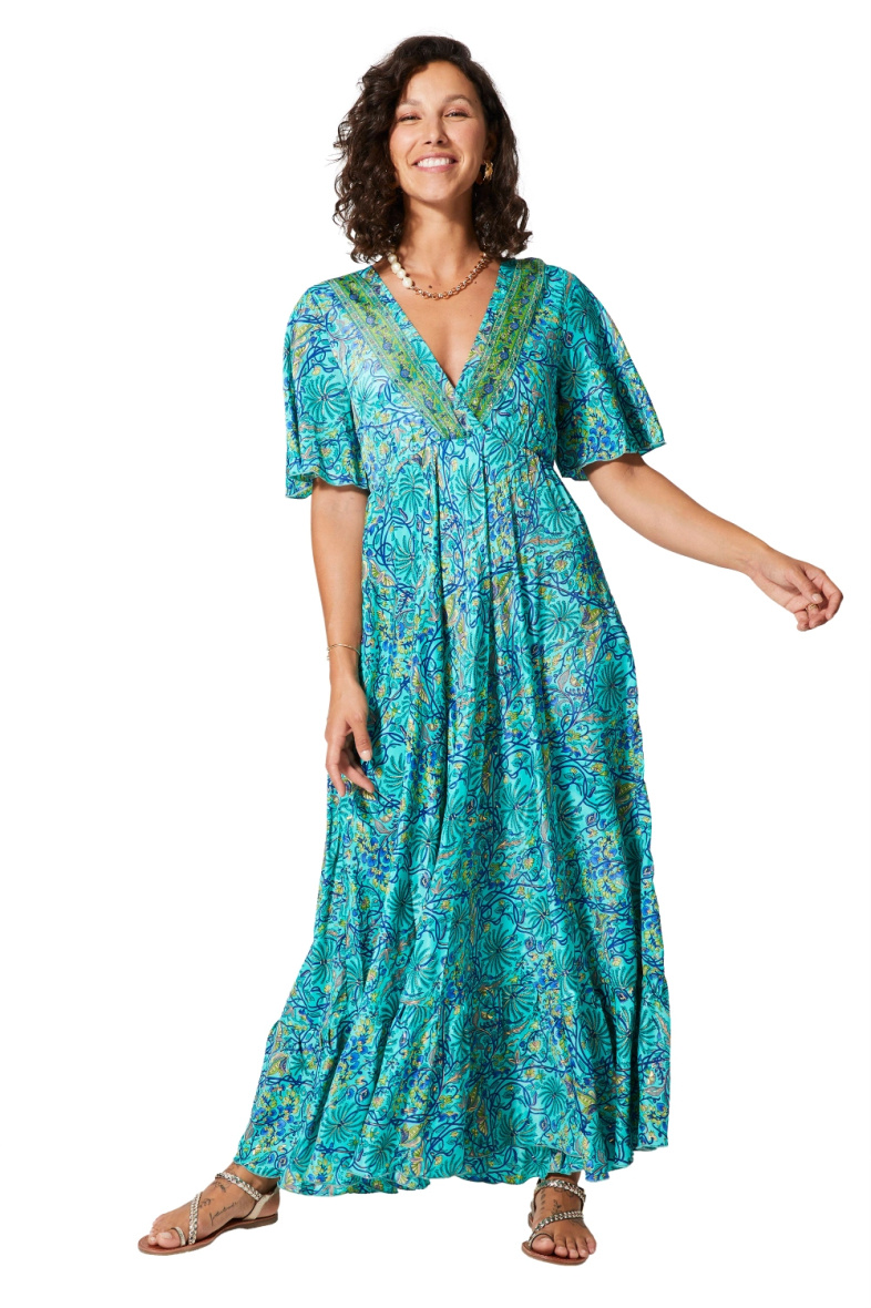 Wholesaler MOOYA INDIA - long flared dress with 3/4 sleeves
