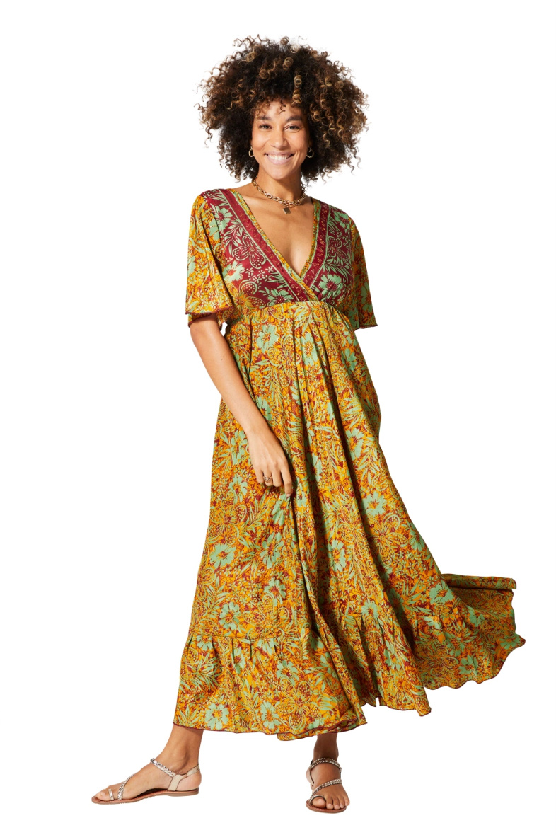 Wholesaler MOOYA INDIA - long flared dress with 3/4 sleeves