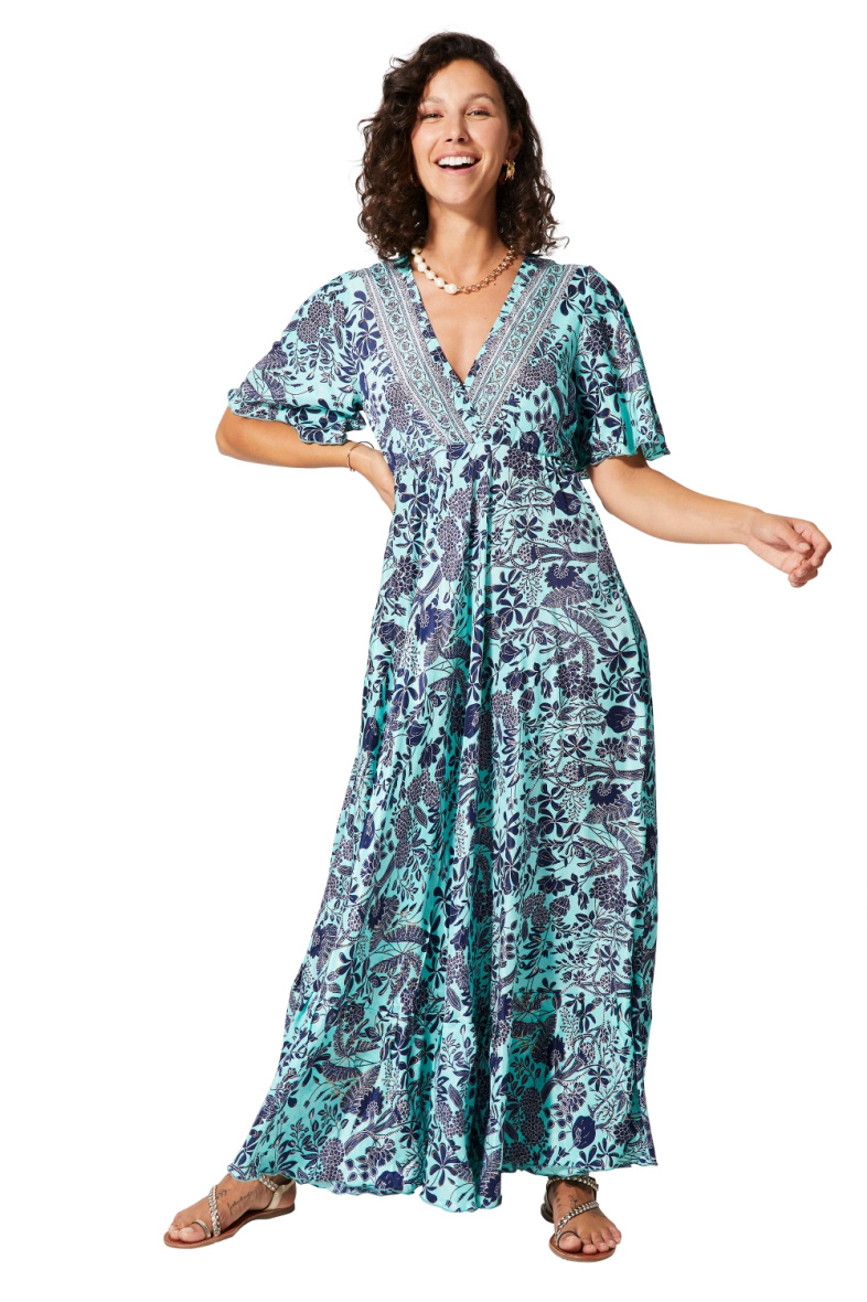 Wholesaler MOOYA INDIA - long flared dress with 3/4 sleeves