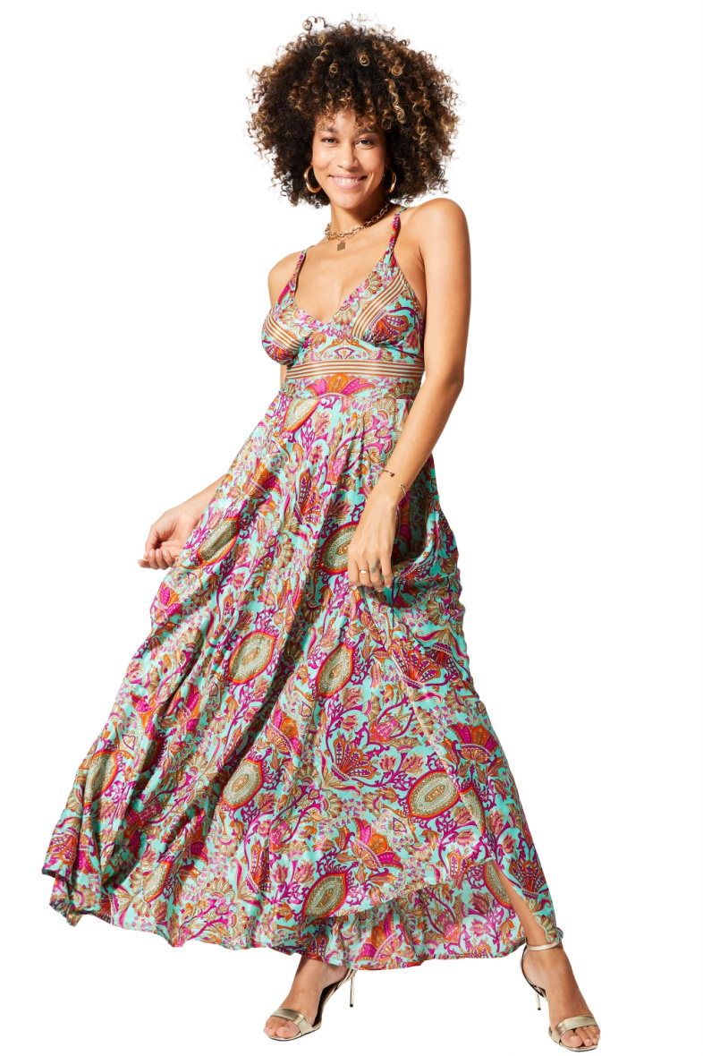Wholesaler MOOYA INDIA - Lace-back printed backless dress