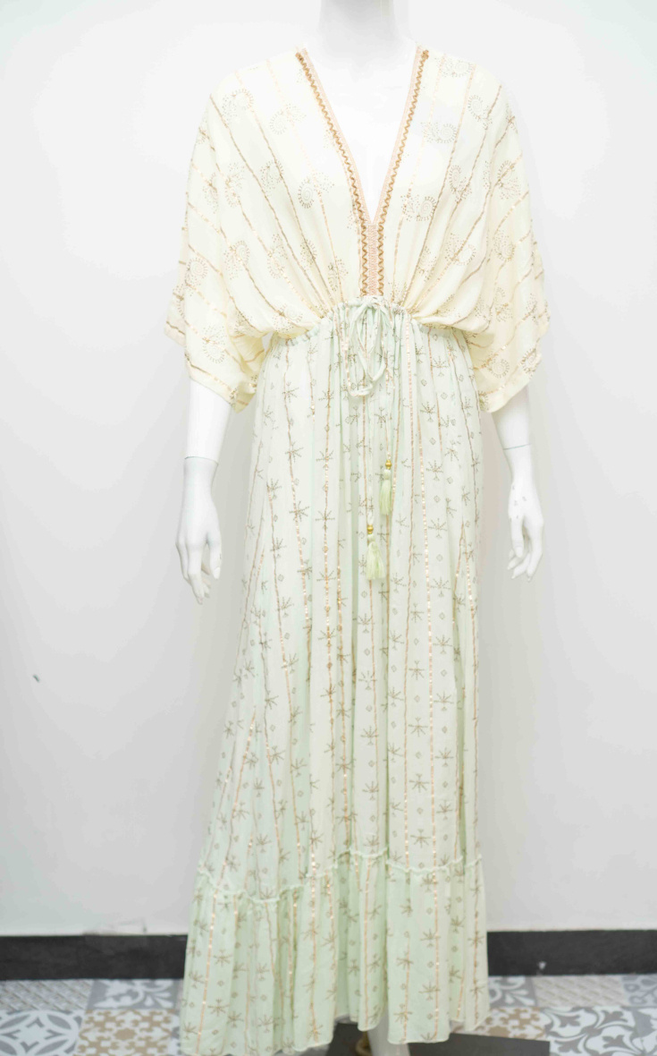 Wholesaler MOOYA INDIA - Two-tone bohemian dress with gold detail