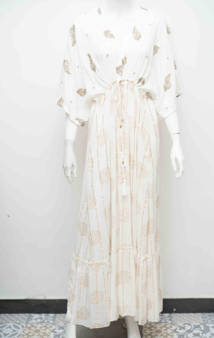 Wholesaler MOOYA INDIA - Long bohemian dress with gold details