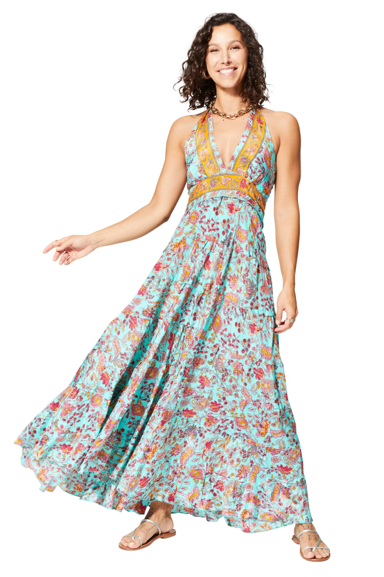 Wholesaler MOOYA INDIA - Smocked backless printed long dress