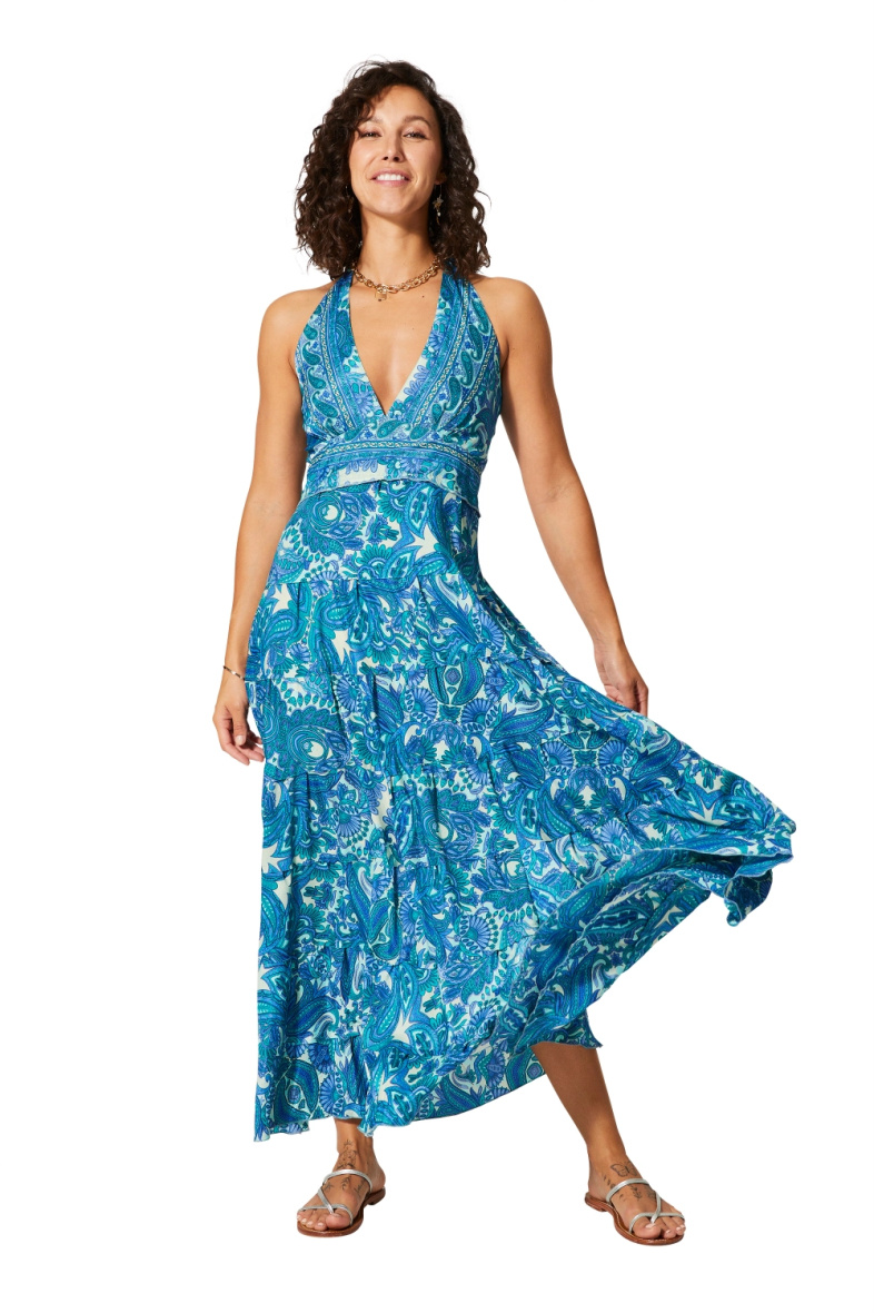 Wholesaler MOOYA INDIA - Smocked backless printed long dress