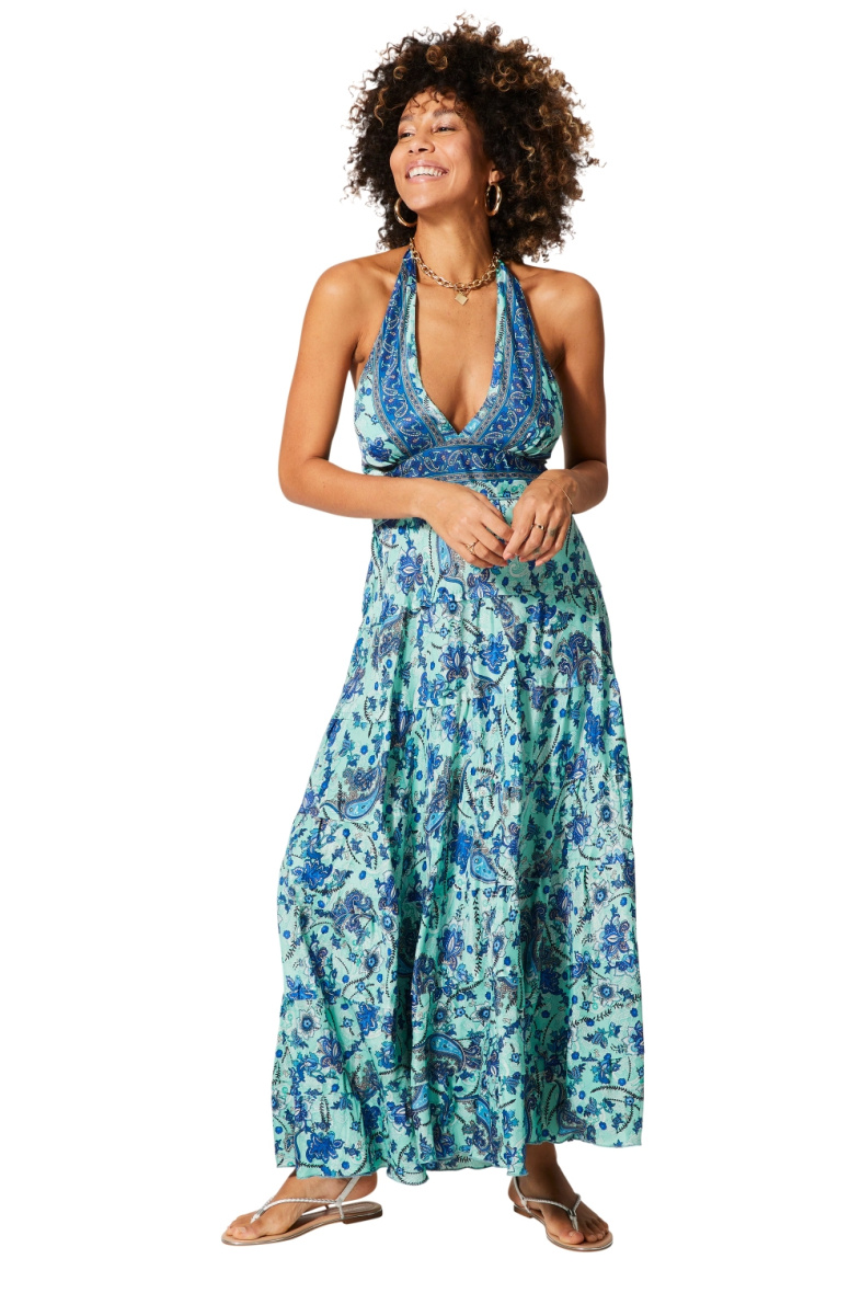 Wholesaler MOOYA INDIA - Smocked backless printed long dress