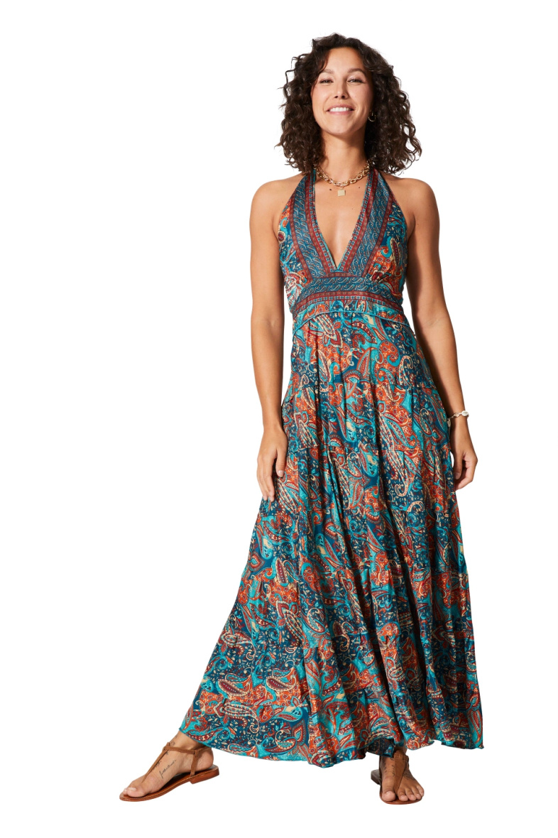 Wholesaler MOOYA INDIA - Smocked backless printed long dress