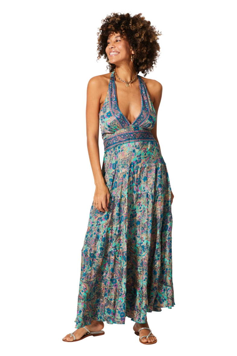 Wholesaler MOOYA INDIA - Long printed backless dress with smocked back