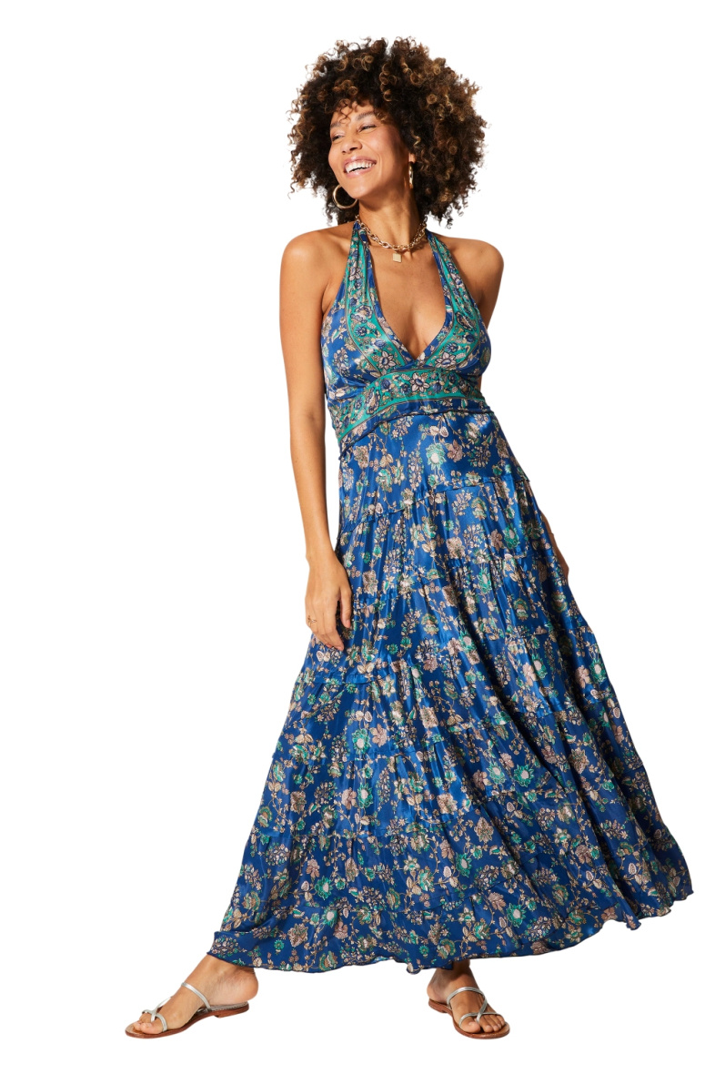 Wholesaler MOOYA INDIA - Smocked backless printed long dress