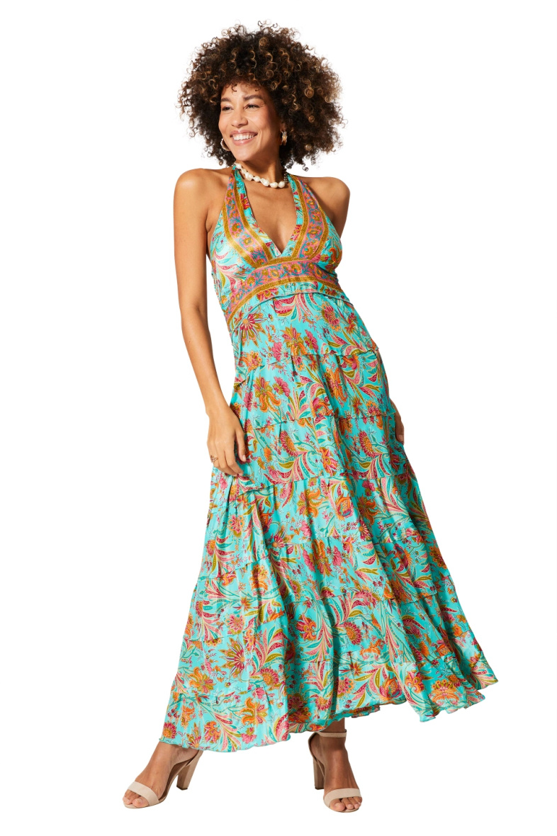 Wholesaler MOOYA INDIA - Smocked backless printed long dress
