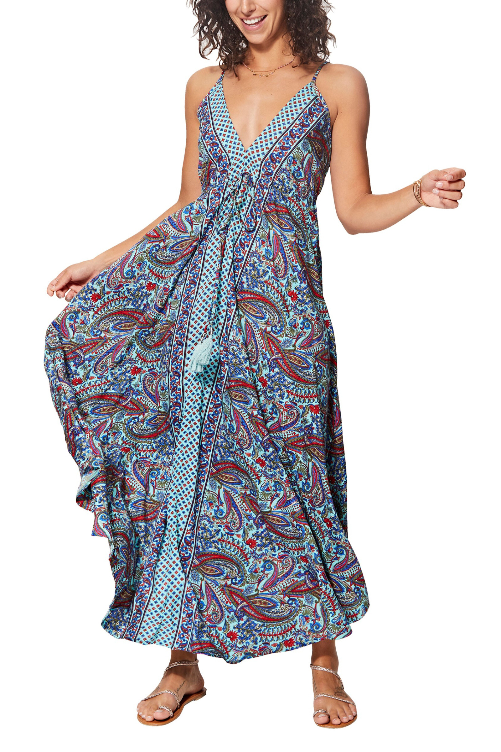 Wholesaler MOOYA INDIA - LONG PRINTED DRESS WITH STRAPS