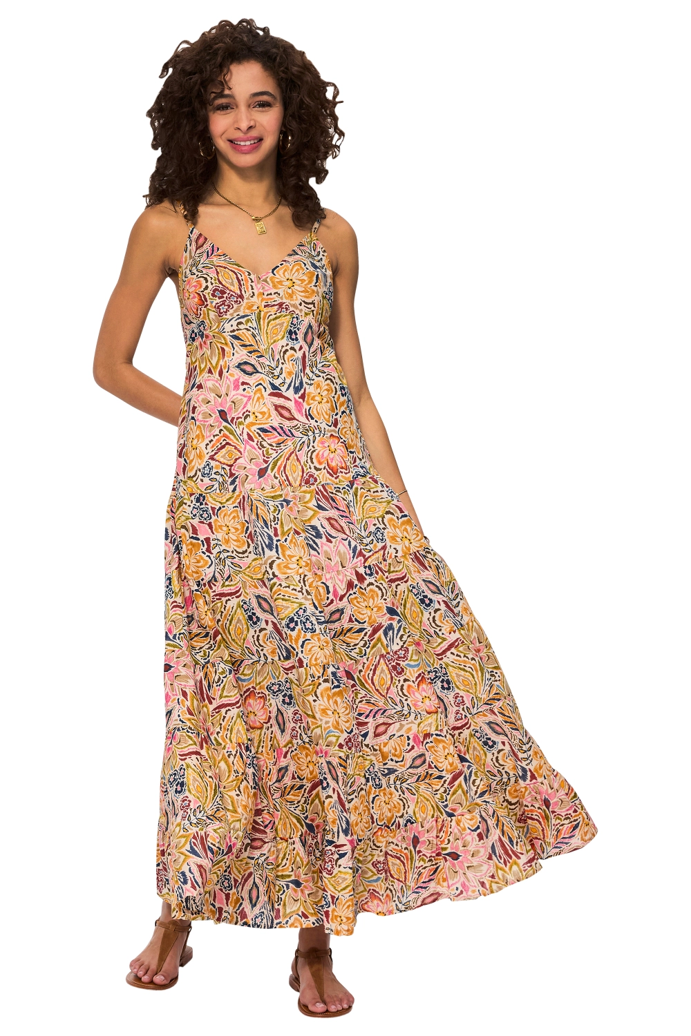 Wholesaler MOOYA INDIA - Long Indian print dress in suspenders
