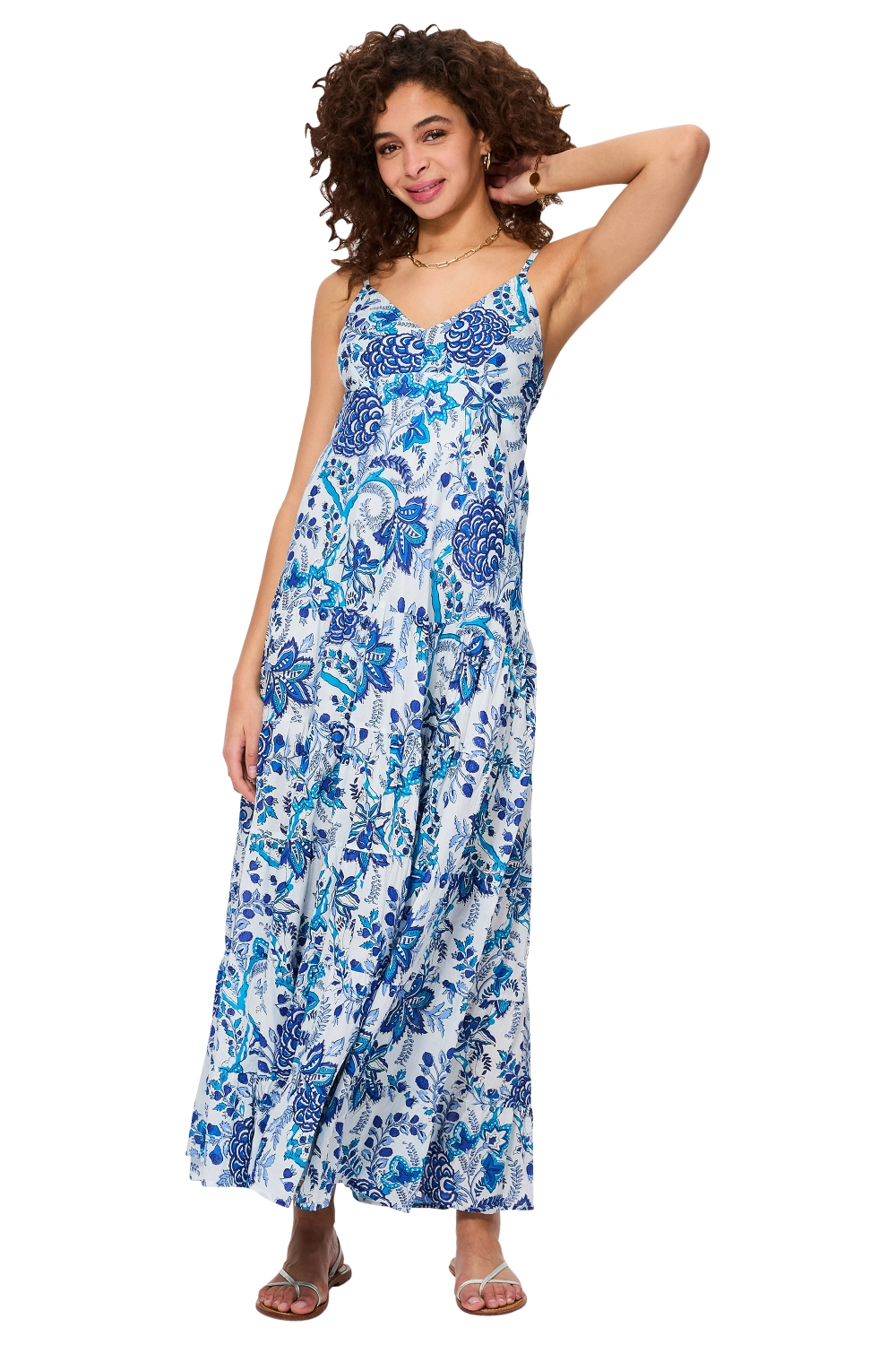 Wholesaler MOOYA INDIA - Long Indian print dress in suspenders