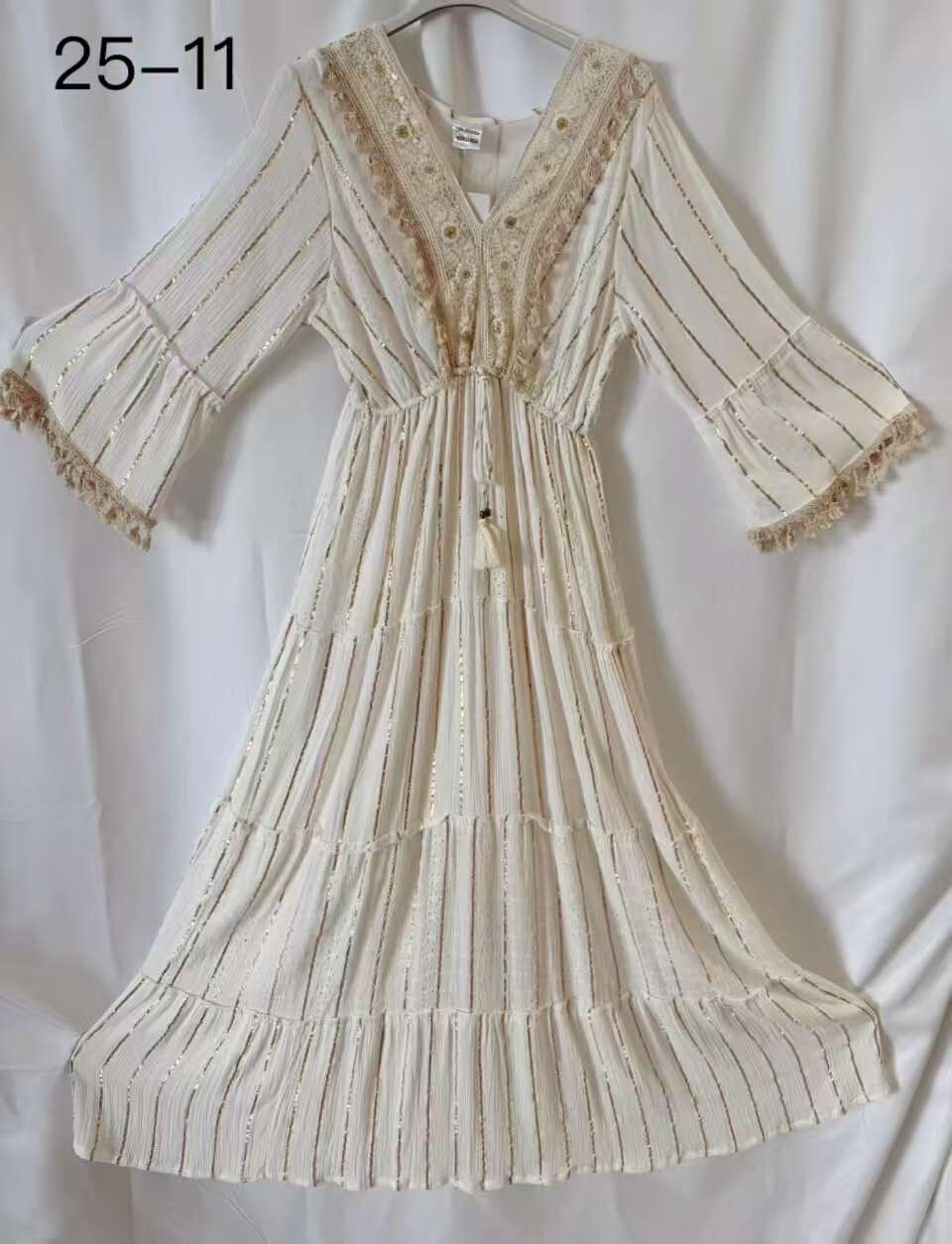 Wholesaler MOOYA INDIA - Maxi Indian dress with fringe details