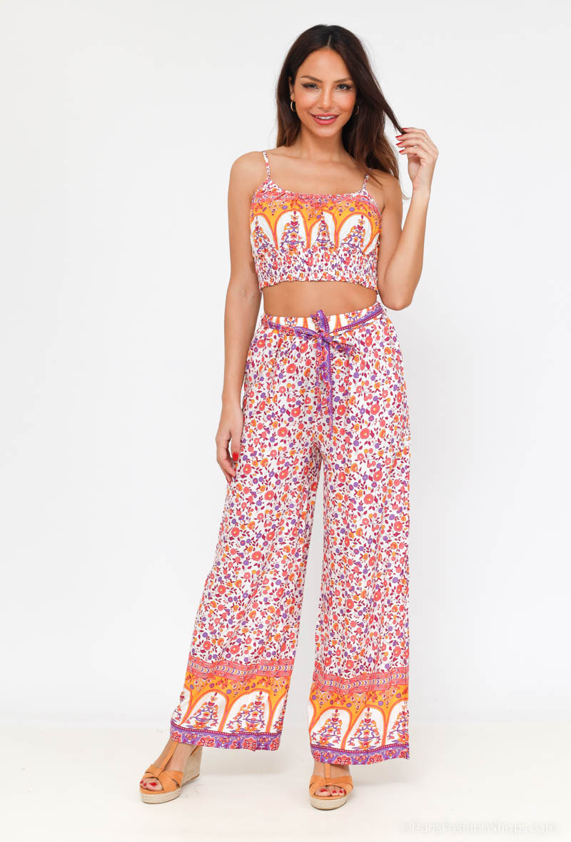 Großhändler Elissa - Set aus bedrucktem Trägertop und Hose