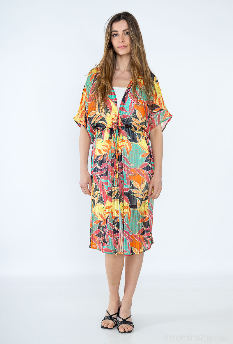Wholesaler Elissa - Short-sleeve floral print kimono