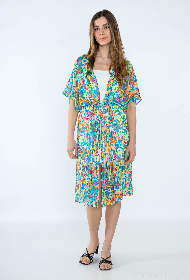 Wholesaler Elissa - Short-sleeve floral print kimono