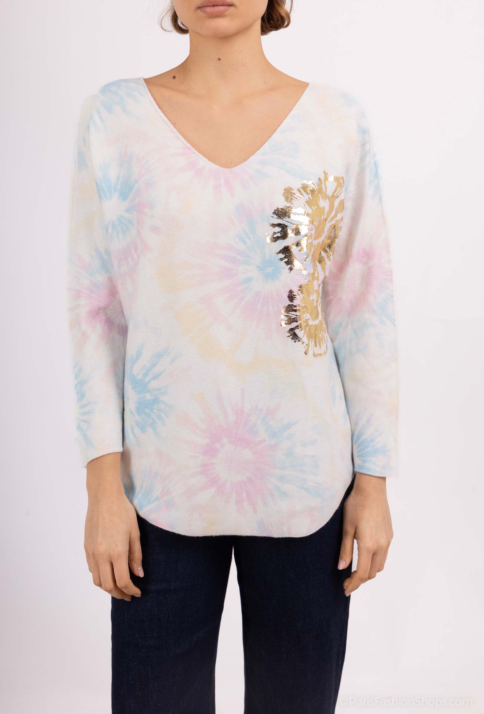 Mayorista Elissa - Collar -Coloque V -Neck con detalles dorados