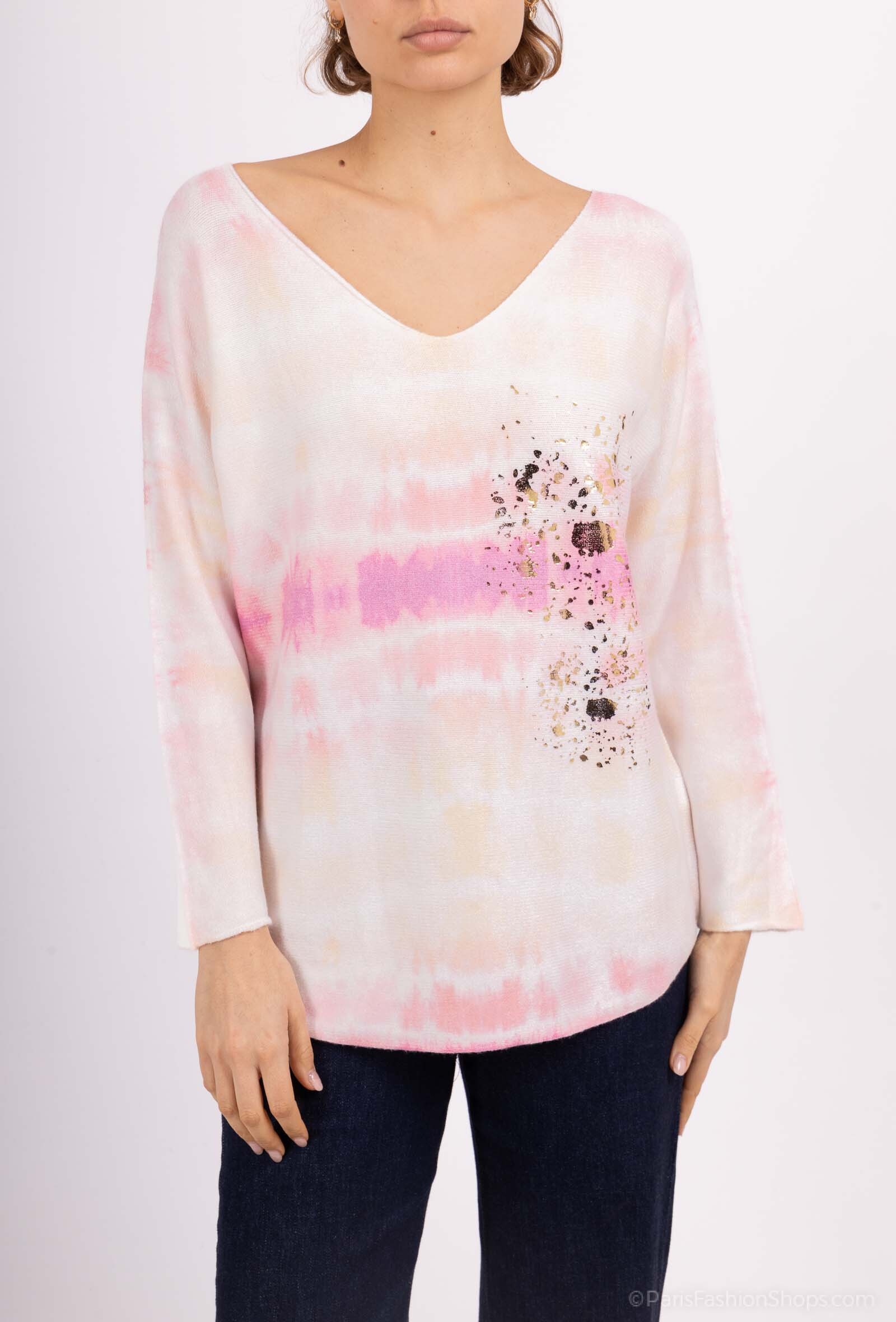 Mayorista Elissa - Collar -Coloque V -Neck con detalles dorados