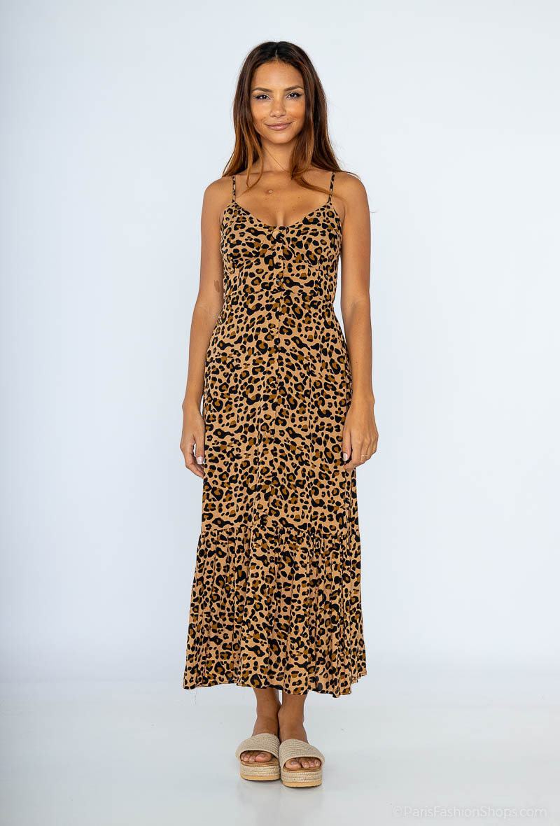 Mayorista Mooya - Vestido de leopardo con detalles de botones