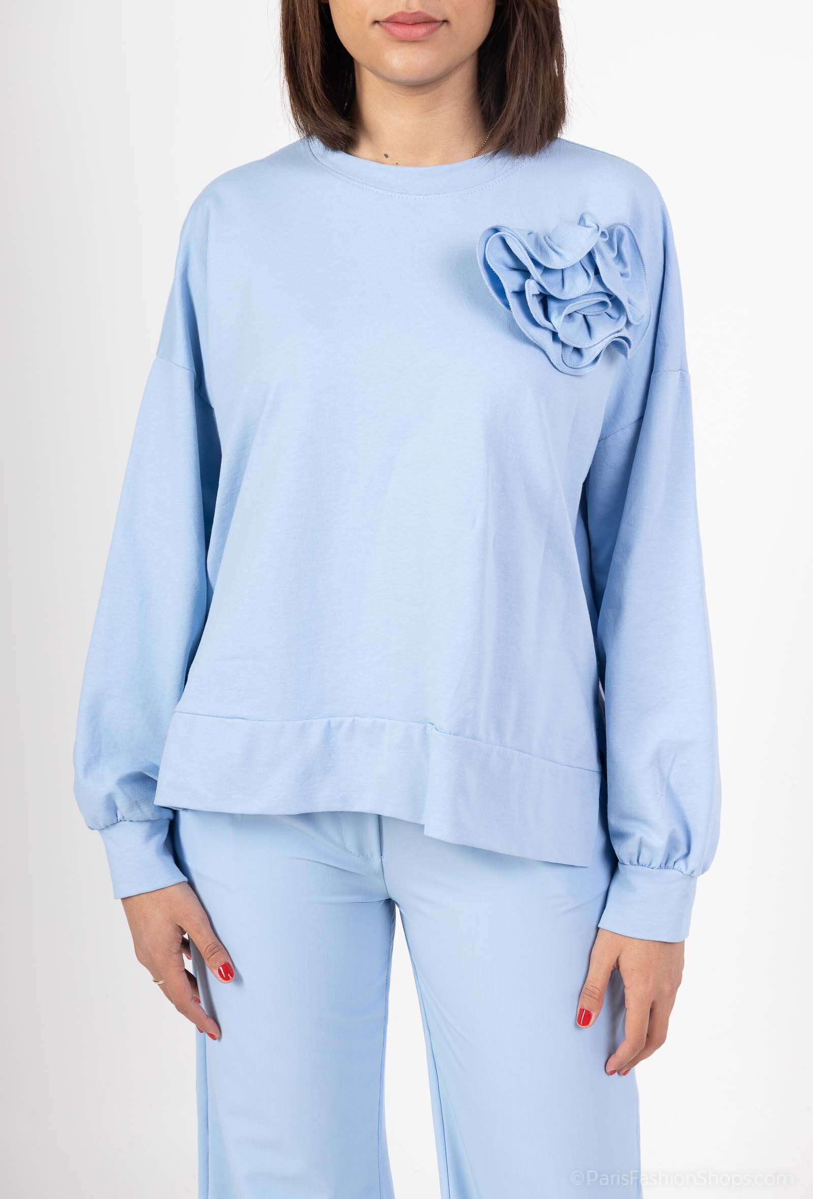 Wholesaler Elissa - Cotton cotton sweatshirt with a bloom spindle