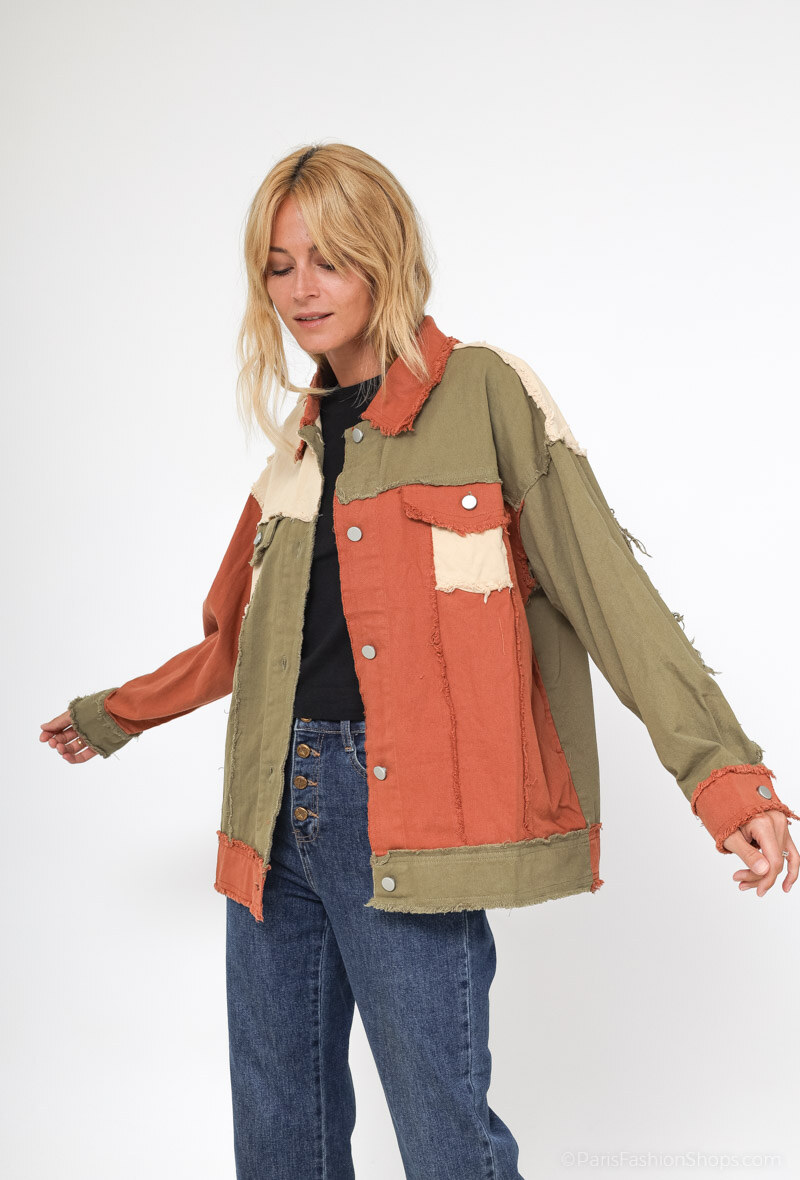 Wholesaler MOOYA - Terracotta colorblock cotton jacket