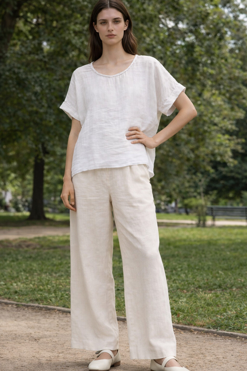 Grossista MoreFantasy - Blusa oversize in lino 100% con scollo intrecciato