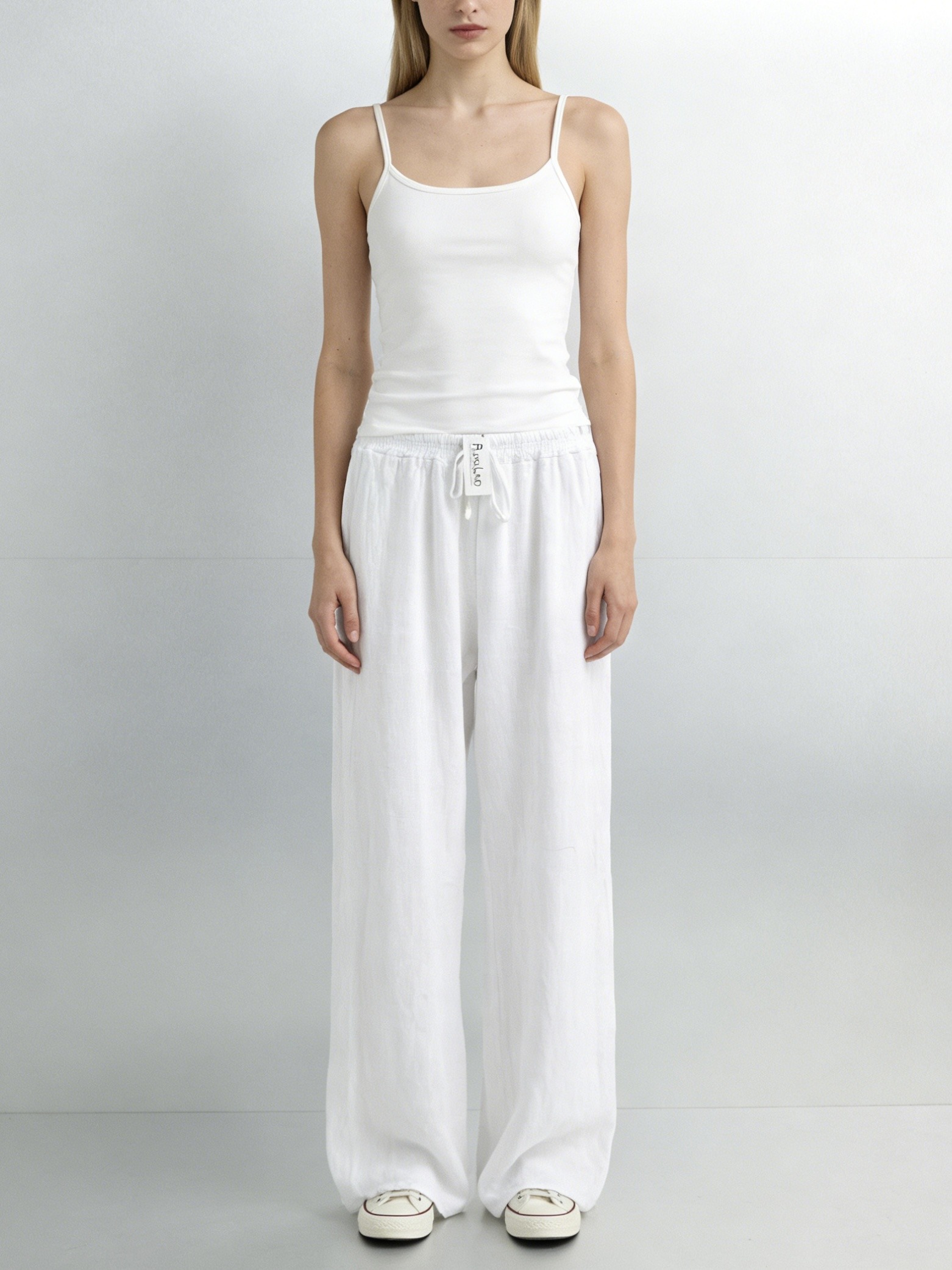 Wholesaler MoreFantasy - 100% Linen High Waist Wide Leg Palazzo Pants