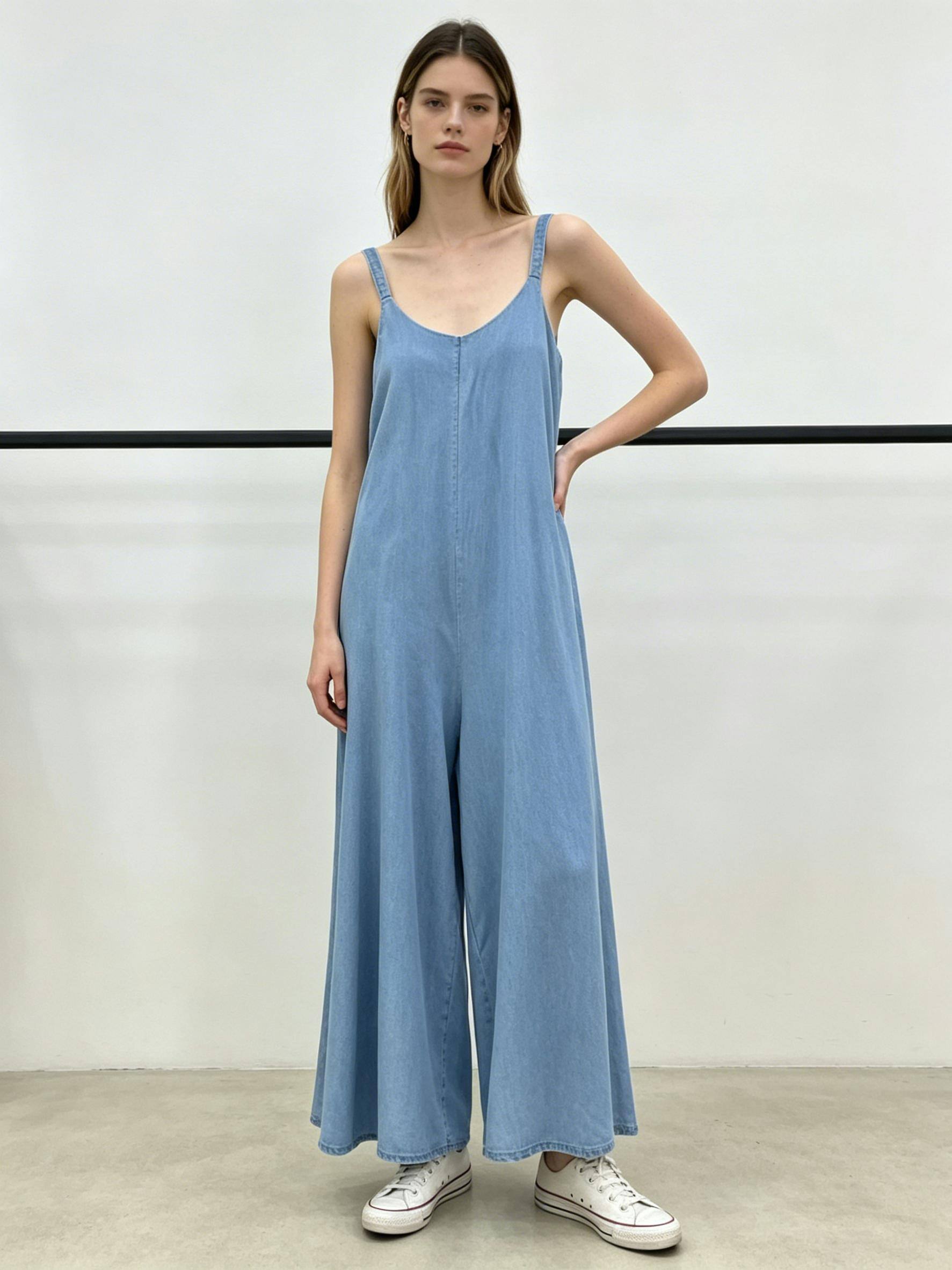 Wholesaler MoreFantasy - 100% Tencel Lyocell Sleeveless Wide Leg Jumpsuit