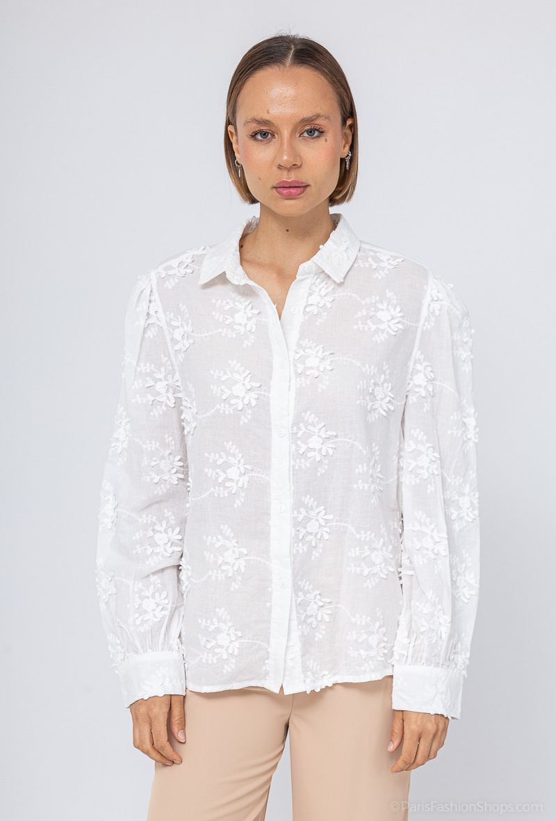 Wholesaler MOZZAAR FOREVER - Floral border cotton shirt