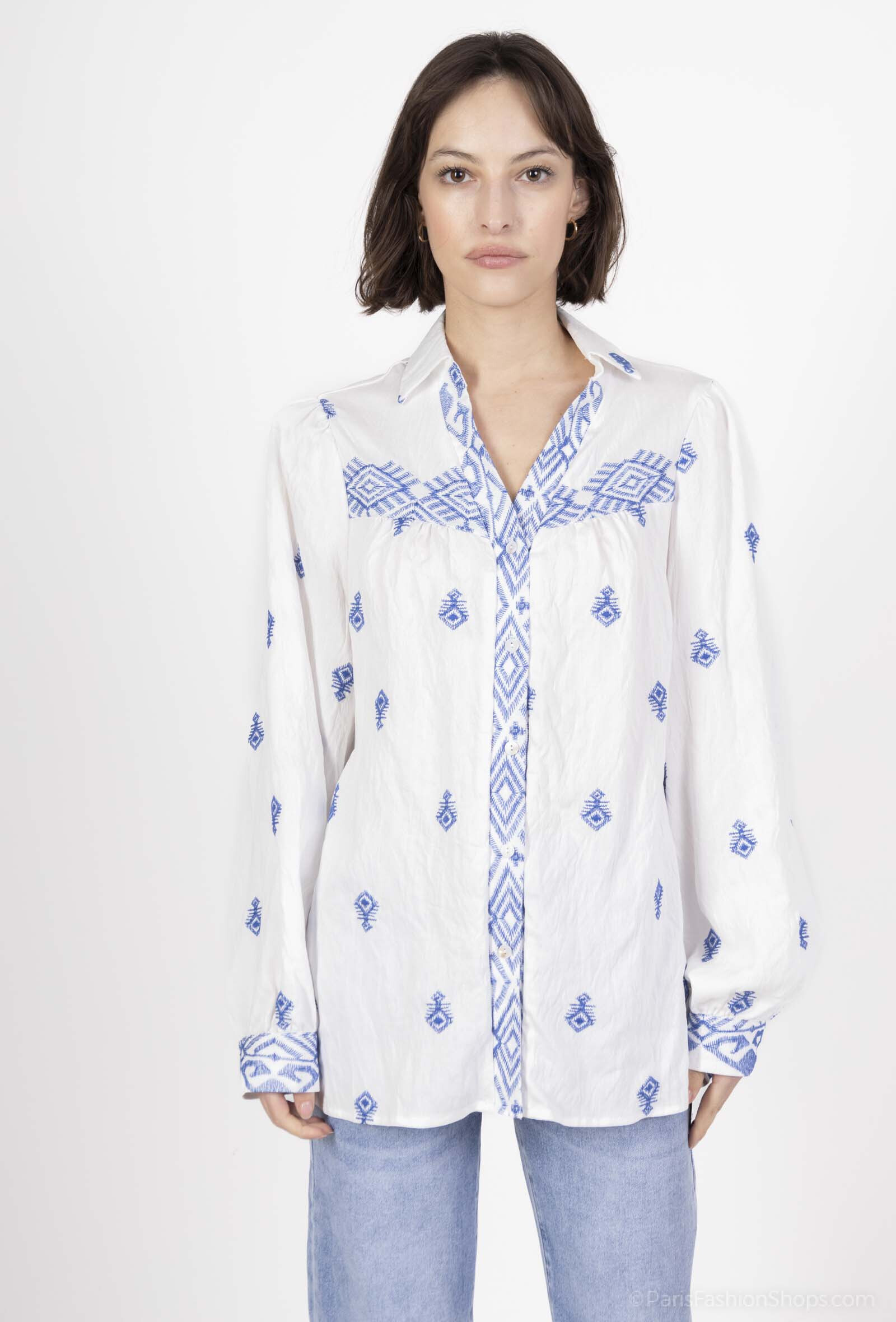 Wholesaler MOZZAAR FOREVER - Women's blouse, with Borderie
