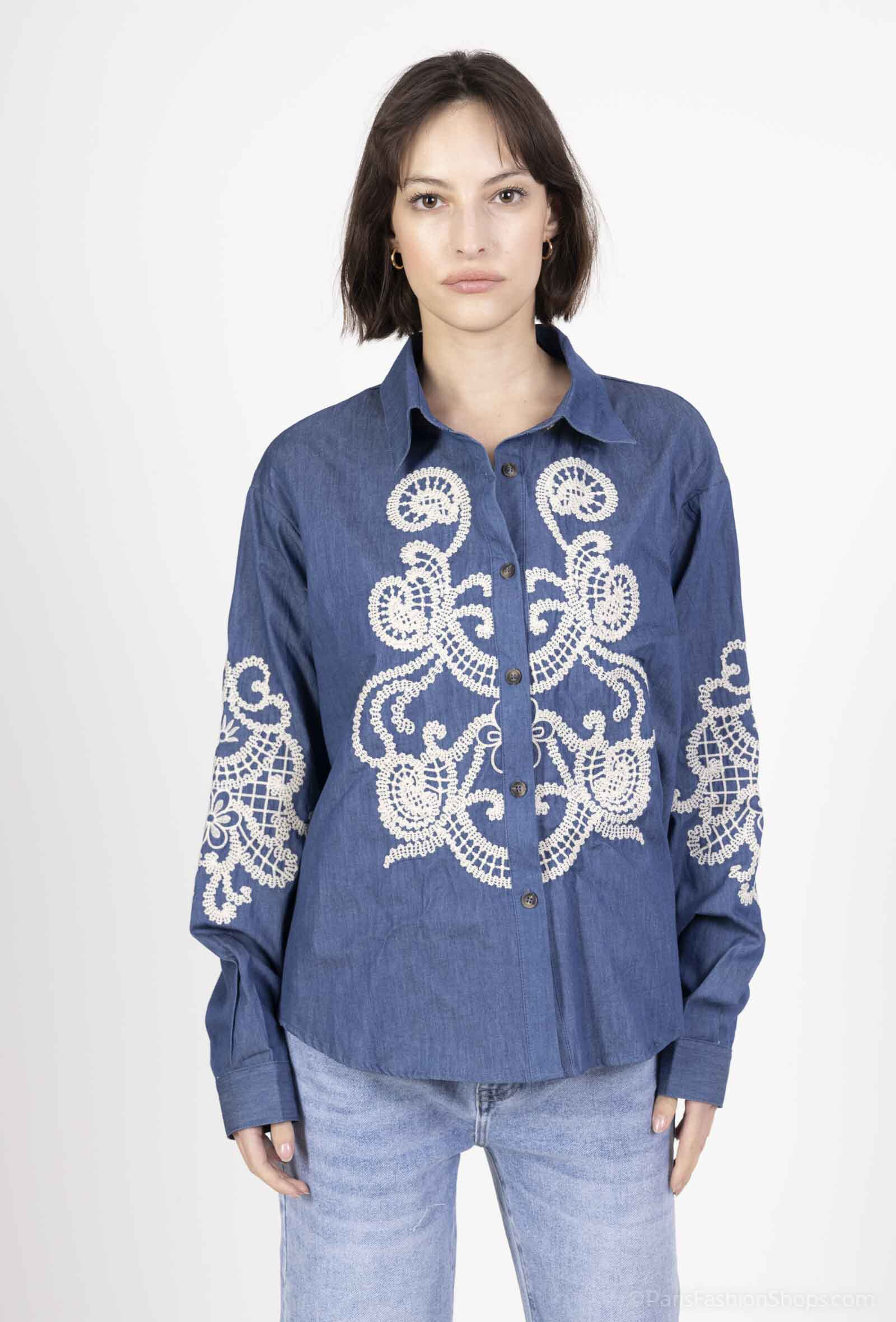 Wholesaler MOZZAAR FOREVER - Brut woman shirt, with Borderie