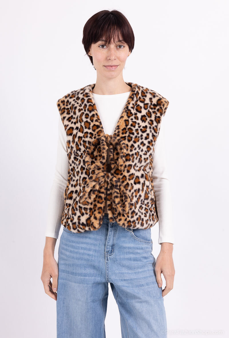 Wholesaler MOZZAAR FOREVER - faux leopard fur vest