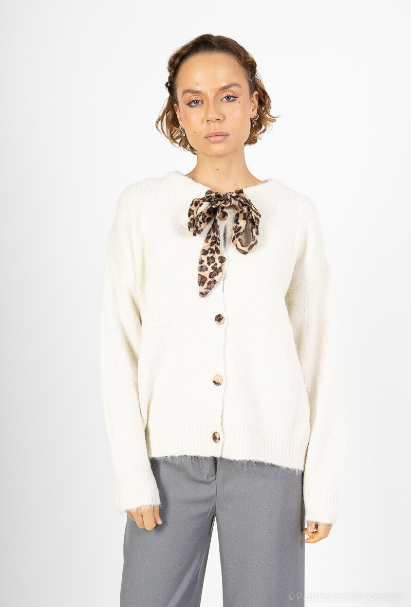 Wholesaler MOZZAAR FOREVER - Wool sweater vest, suit style with a touch of leopard