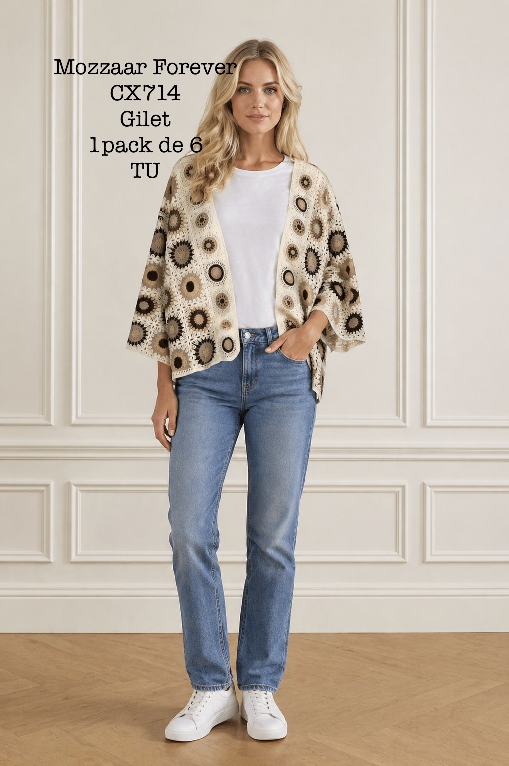 Grossista MOZZAAR FOREVER - Gilet all'uncinetto multicolore, 100% cotone
