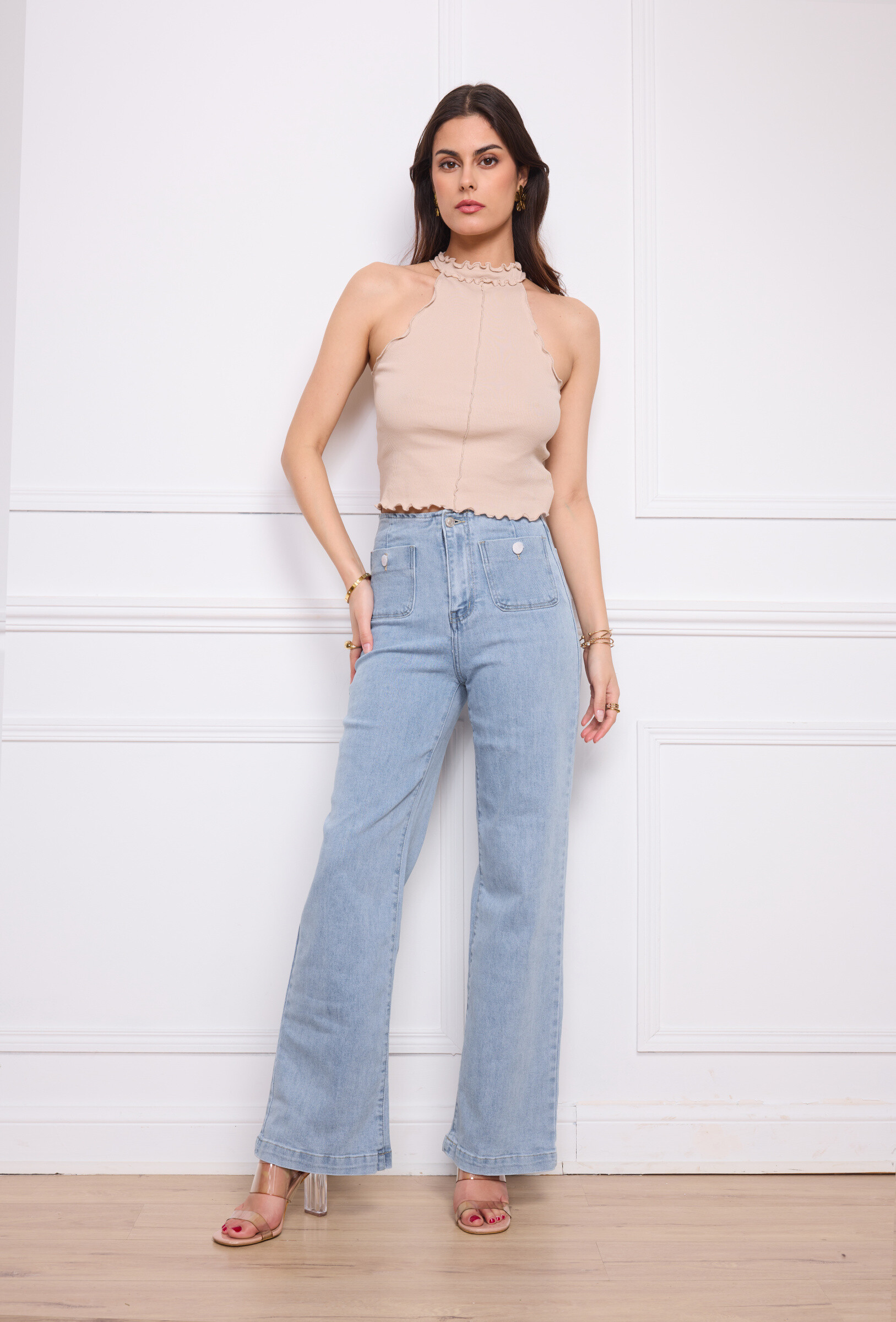 Wholesaler MOZZAAR FOREVER - Jeans pants, with 2 small pockets in front, straight cut